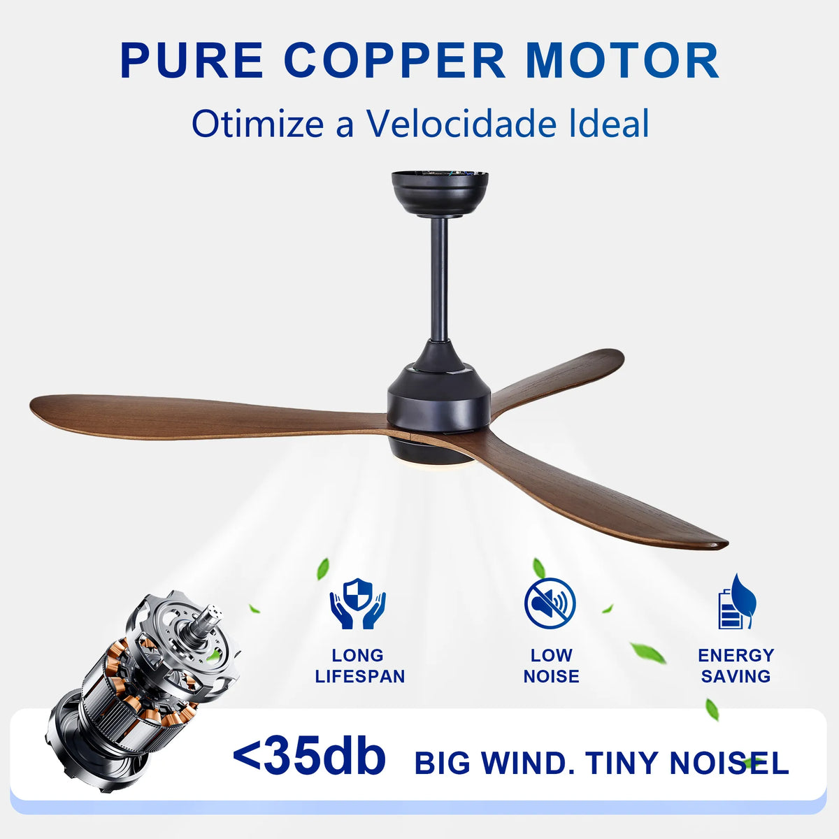 52 Inch 3-Blade Curved Wood Ceiling Fan with LED Light and Remote