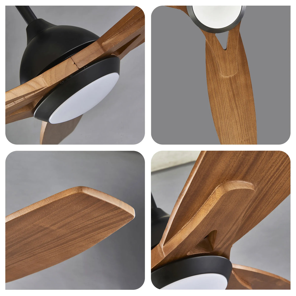52 Inch 3-Blade Wood Ceiling Fan with LED Light and Remote
