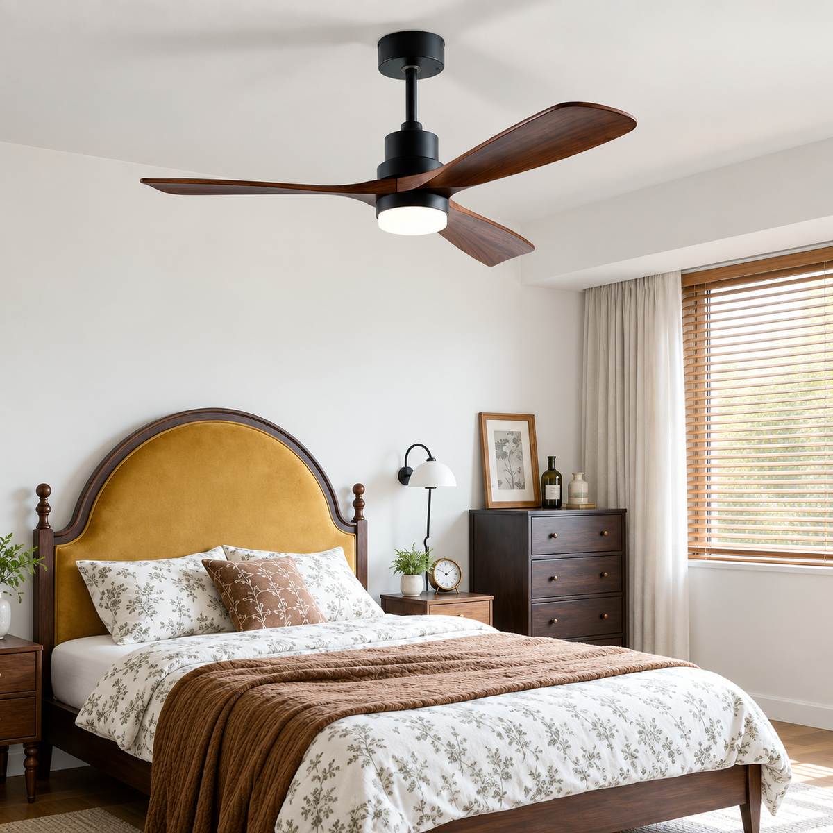 52 Inch 3 Blade Wood Ceiling Fan with LED Light and Remote