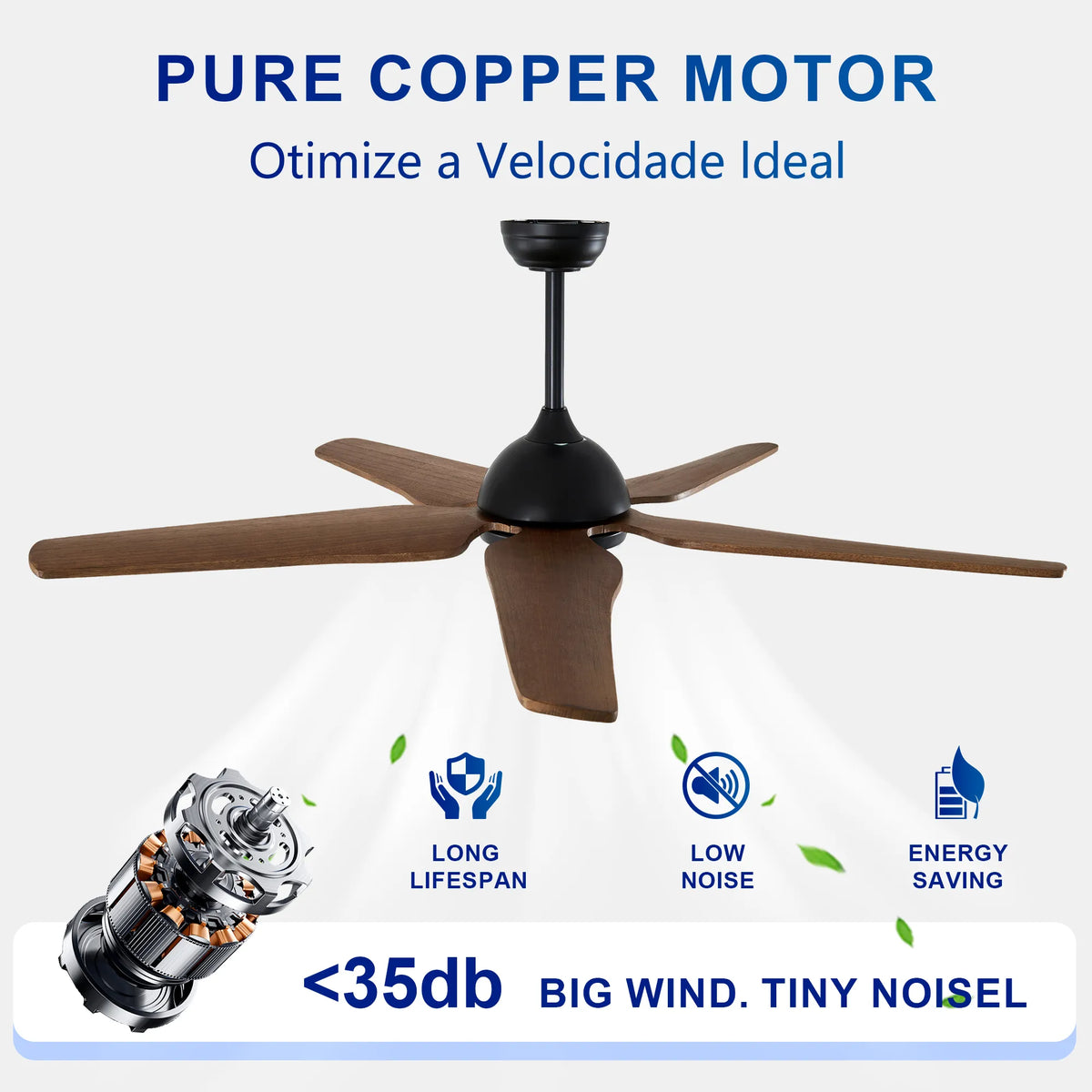 52 Inch 5-Blade Wood Ceiling Fan with LED Light and Remote