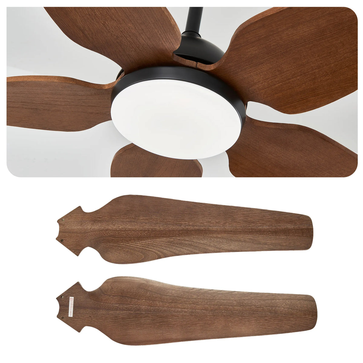 52 Inch 5-Blade Wood Ceiling Fan with LED Light and Remote