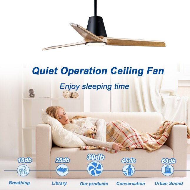 52 Inch Wood Ceiling Fan with LED Light and  Remote Control