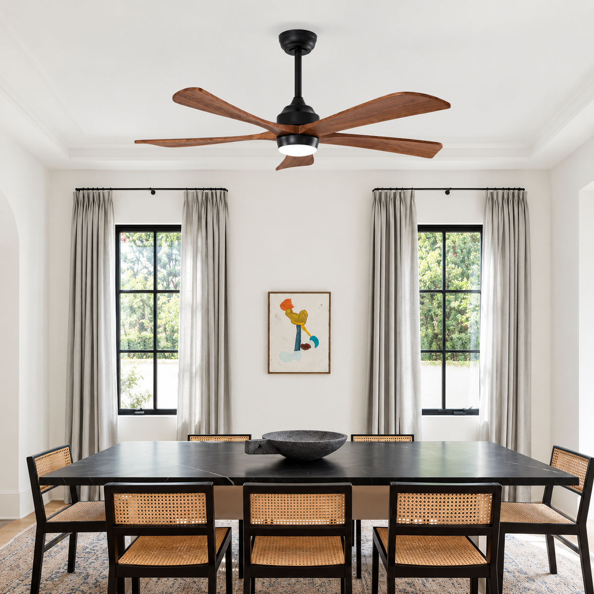 52 Inch Wood Ceiling Fan with LED Light and Remote
