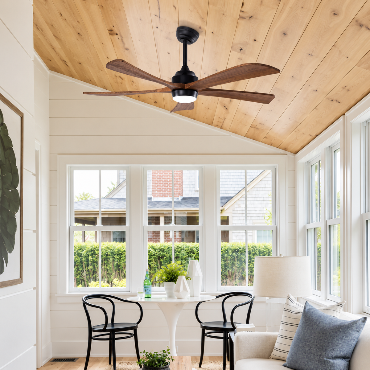 52 Inch Wood Ceiling Fan with LED Light and Remote