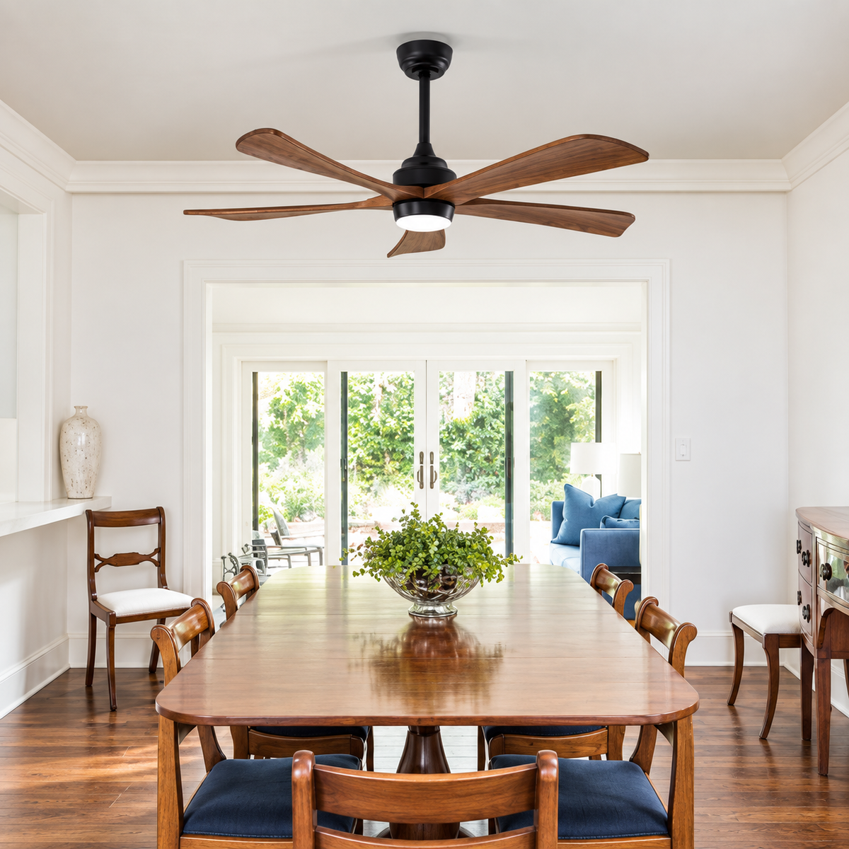 52 Inch Wood Ceiling Fan with LED Light and Remote