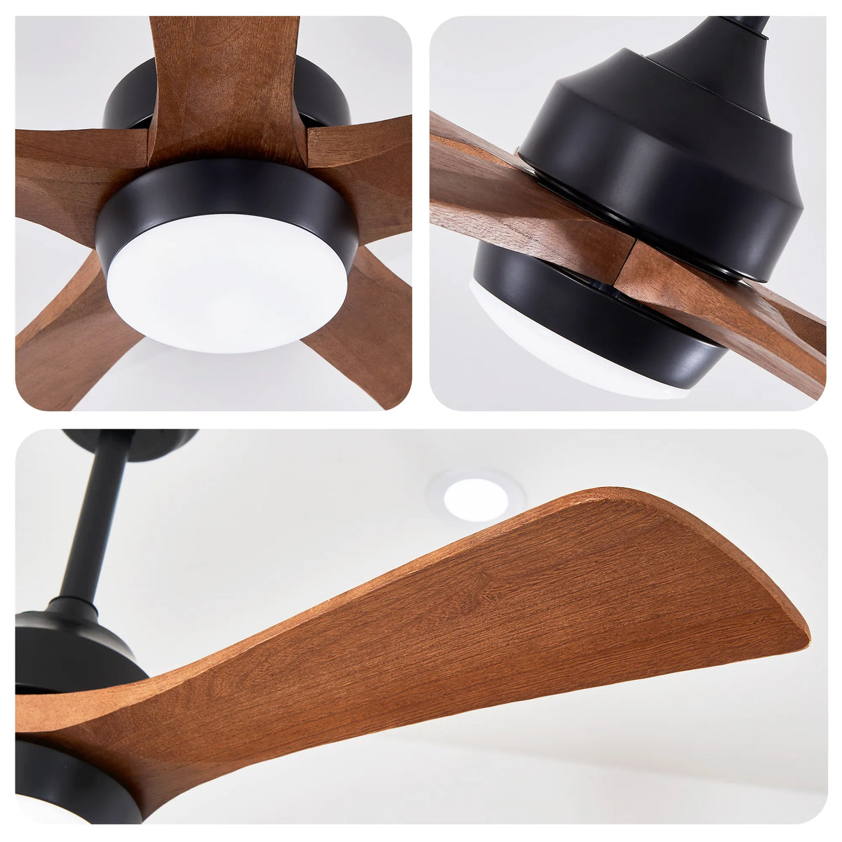 52 Inch Wood Ceiling Fan with LED Light and Remote
