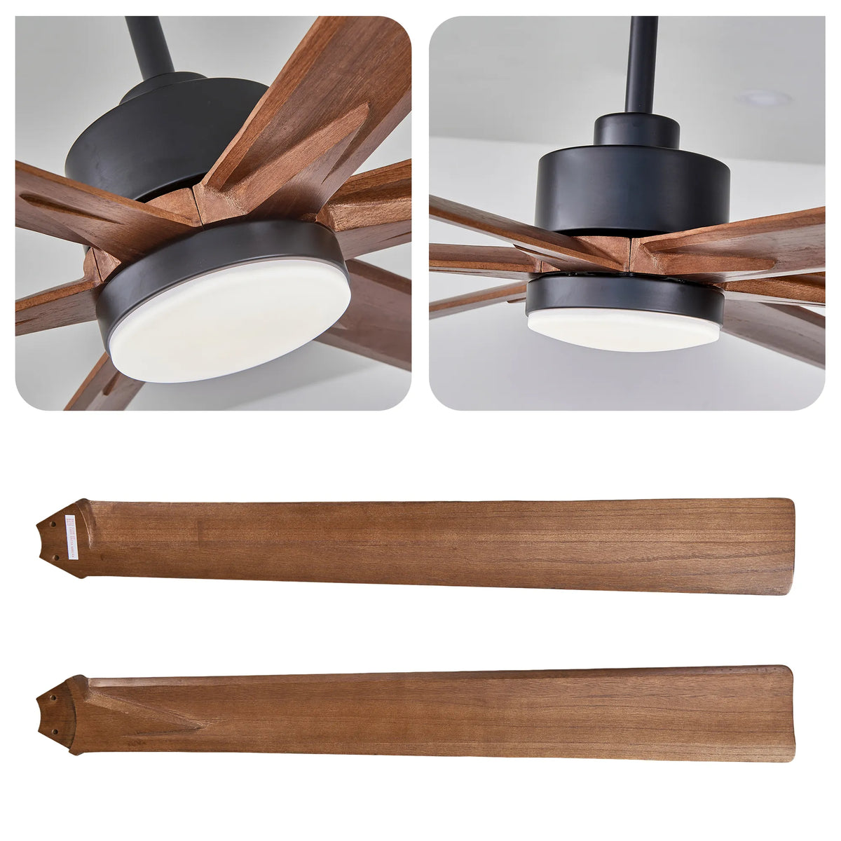 70 Inch 6-Blade Wood Ceiling Fan with LED Light and Remote