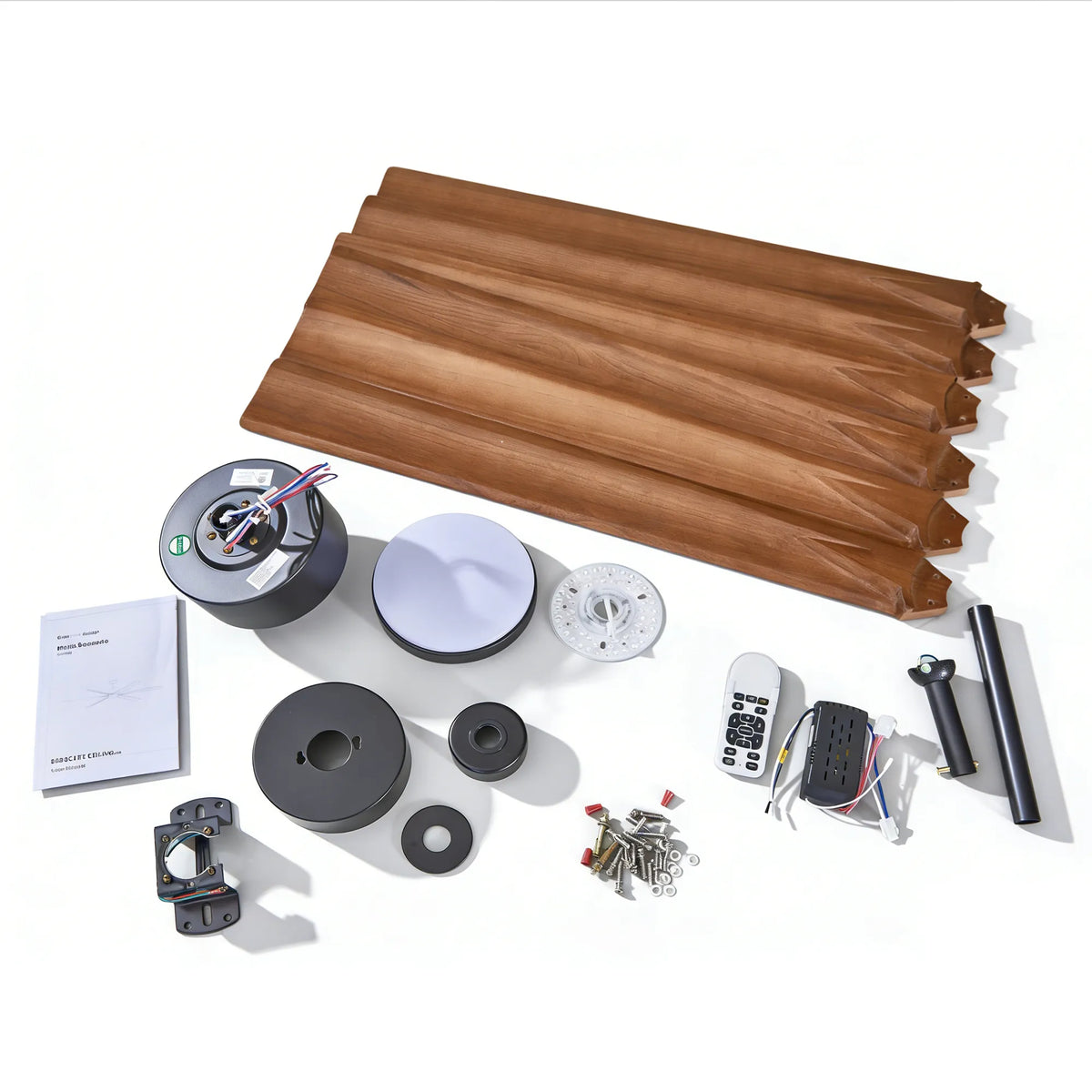 70 Inch 6-Blade Wood Ceiling Fan with LED Light and Remote