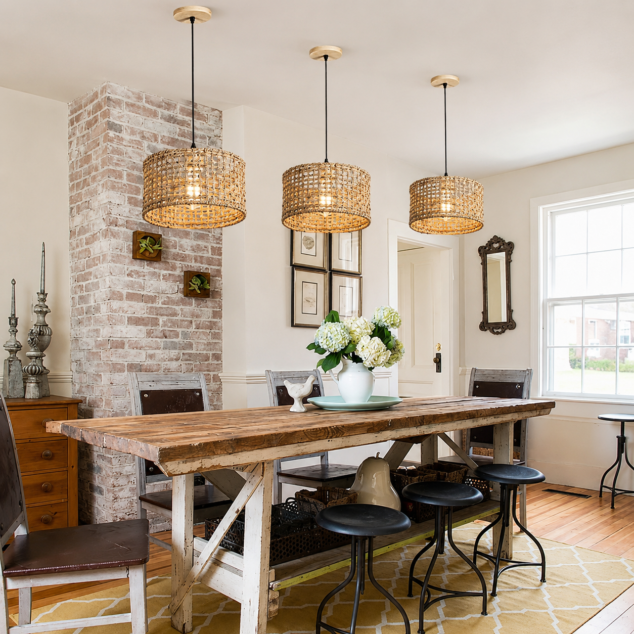 Ardenza Handwoven Rattan Drum Pendant Light Natural Woven Lighting