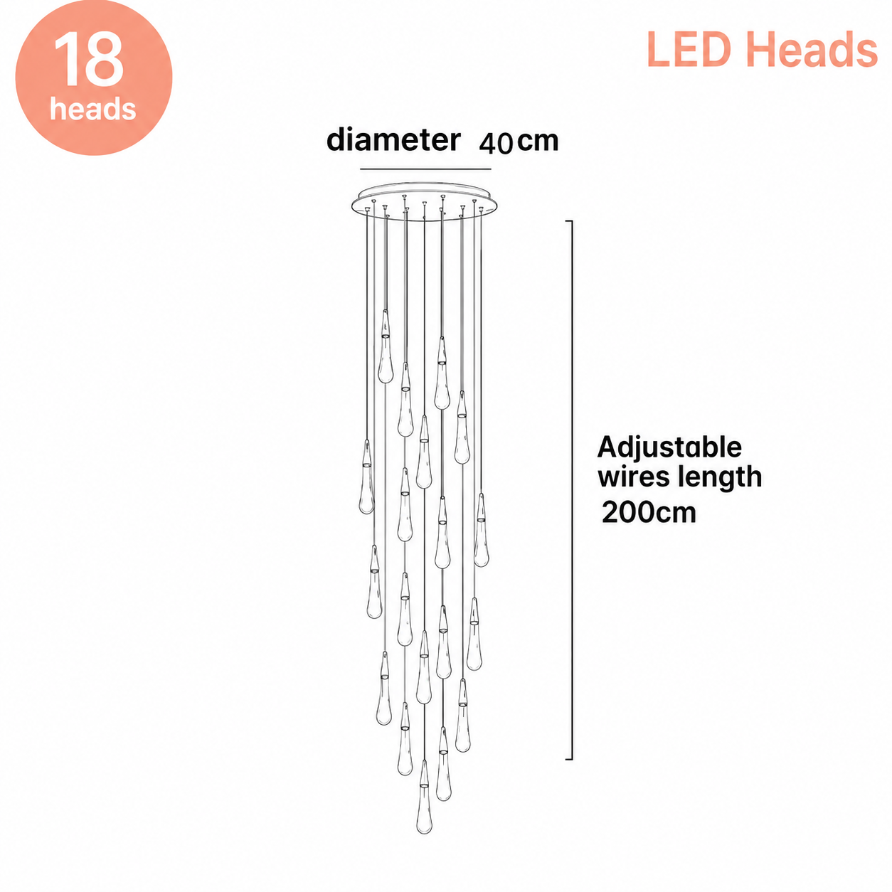 Aurelios Luxury Glass Staircase Chandelier – Modern Gold LED Foyer Pendant Light