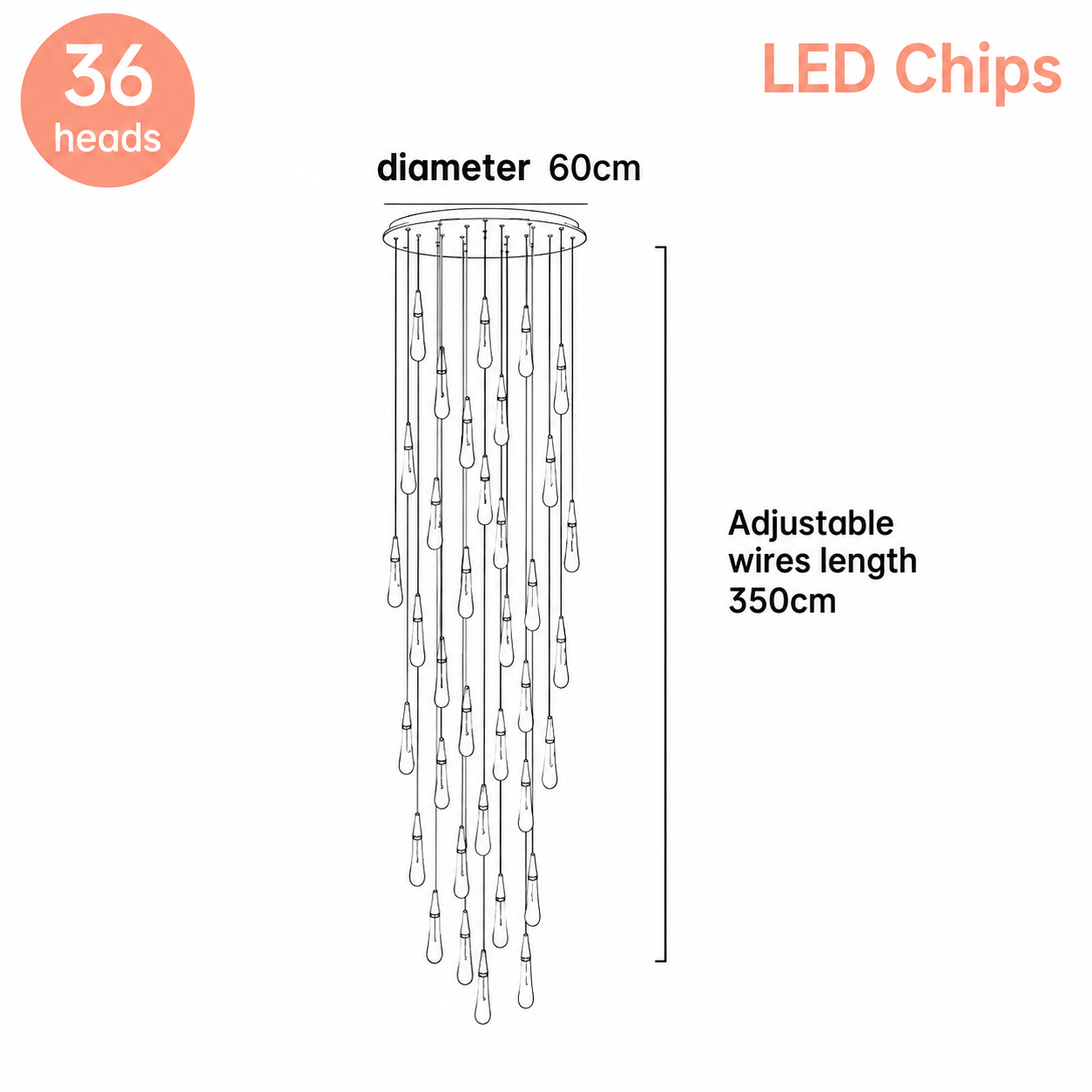 Aurelios Luxury Glass Staircase Chandelier – Modern Gold LED Foyer Pendant Light