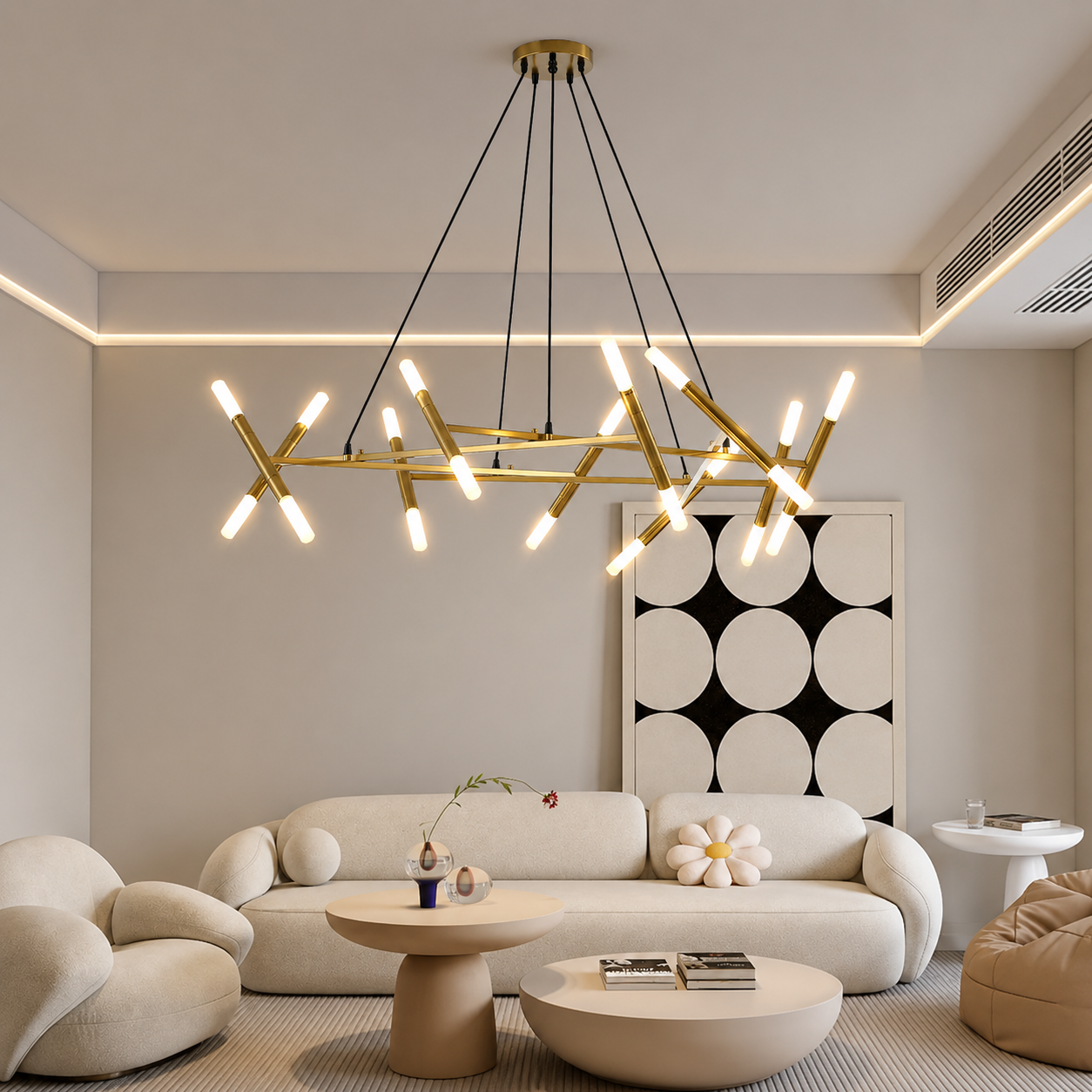 Aurevia Modern Branch Gold Chandelier