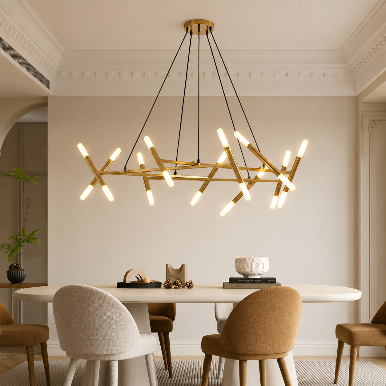 Aurevia Modern Branch Gold Chandelier