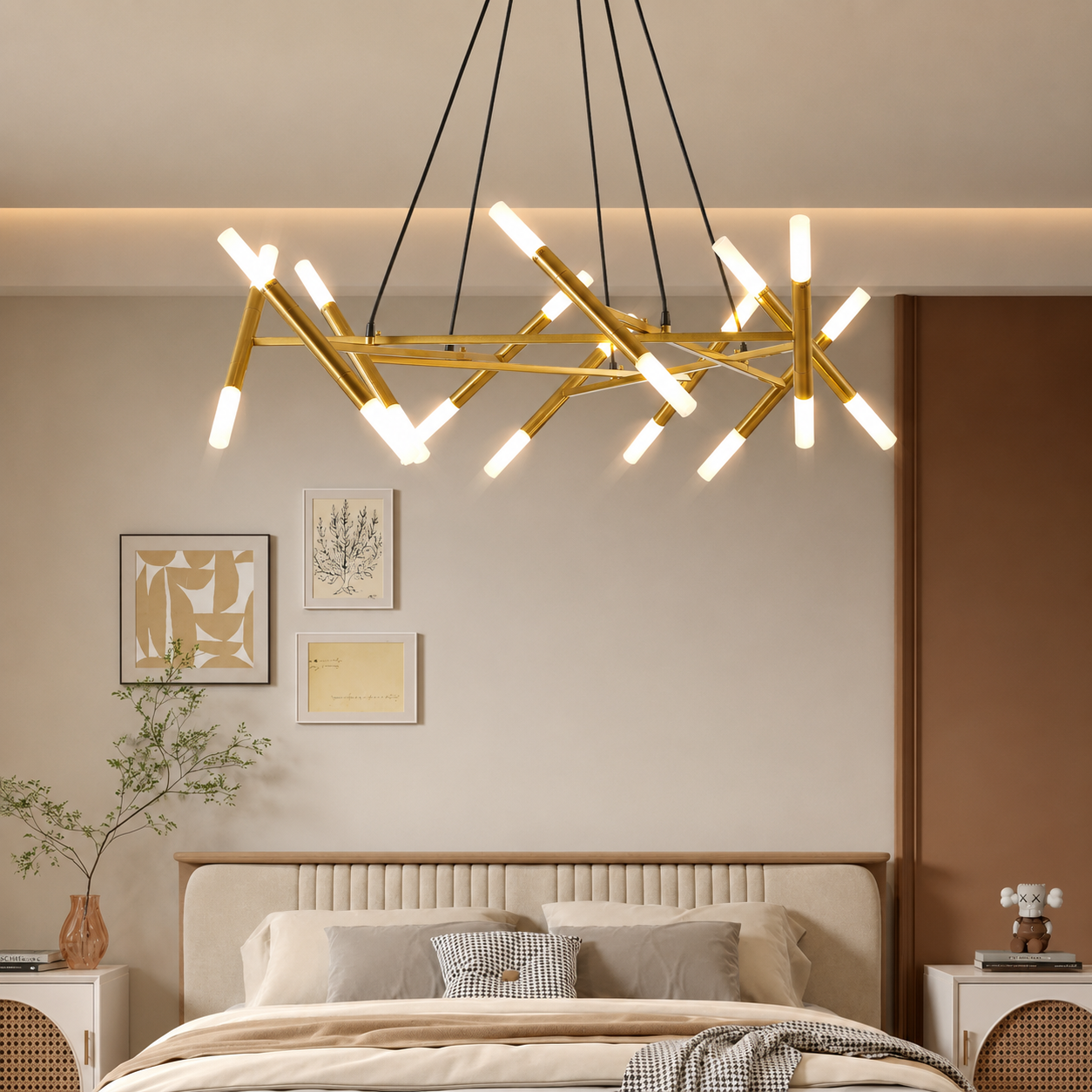 Aurevia Modern Branch Gold Chandelier