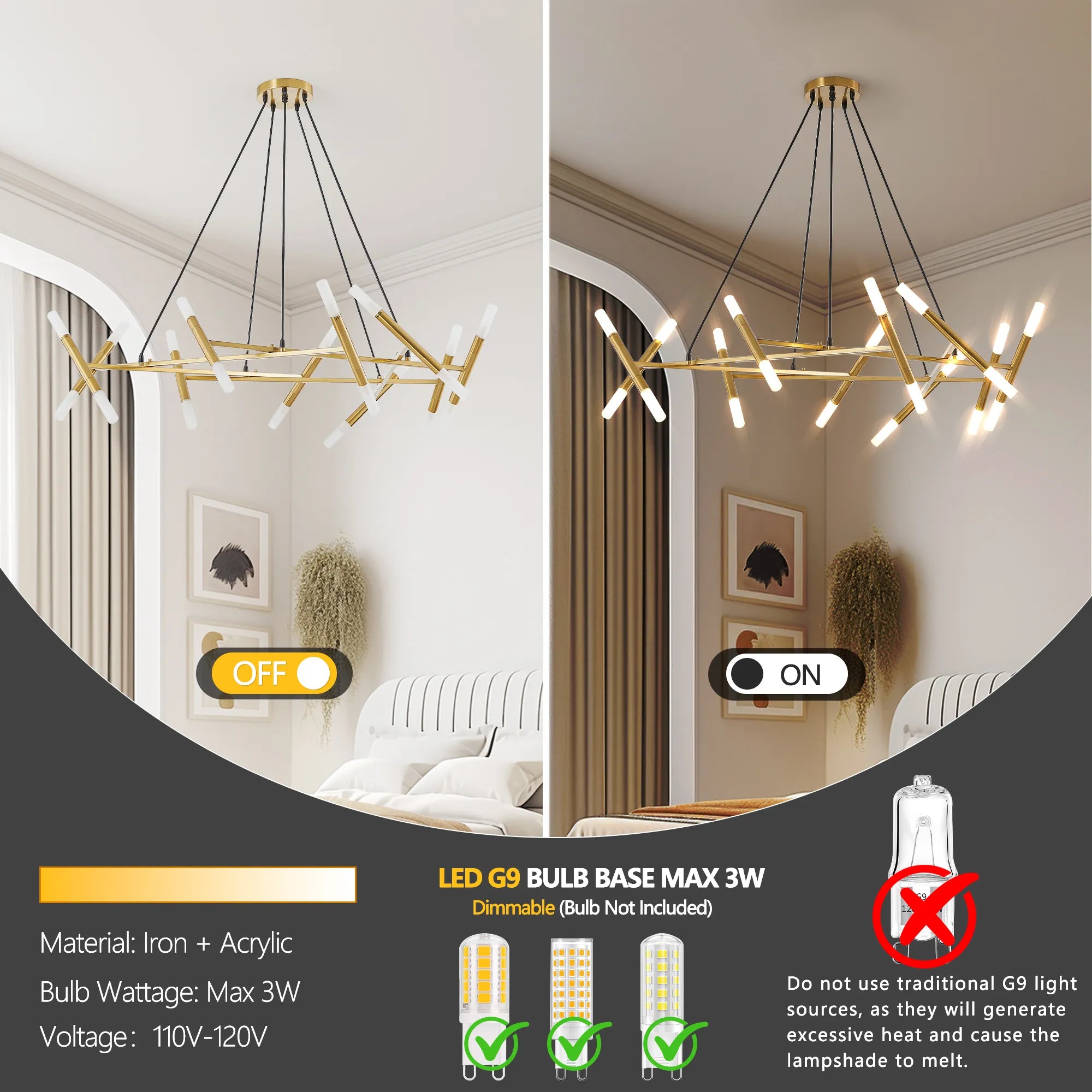 Aurevia Modern Branch Gold Chandelier