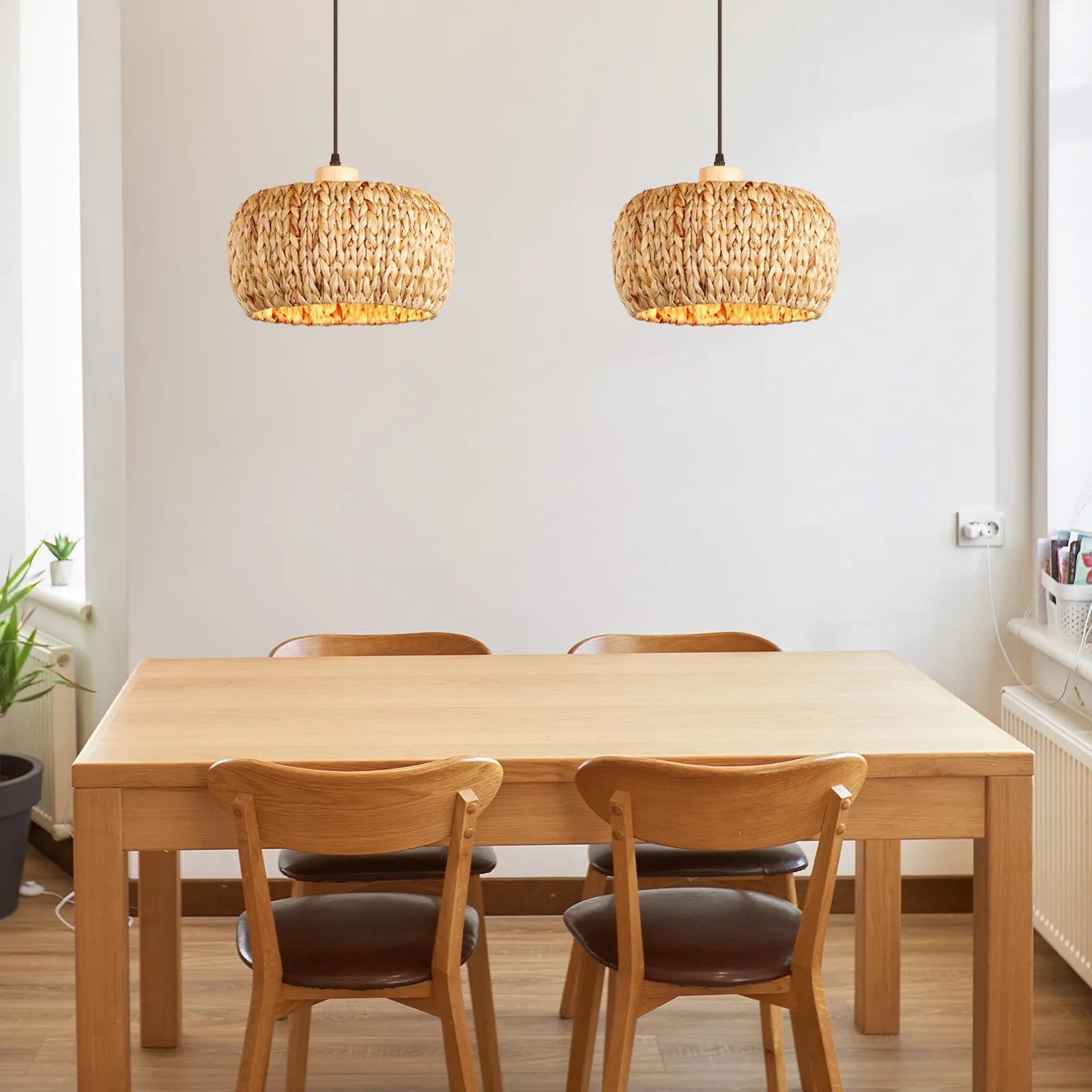 Avenra Handwoven Rattan Pendant Light Natural Boho Kitchen Hanging Lamp