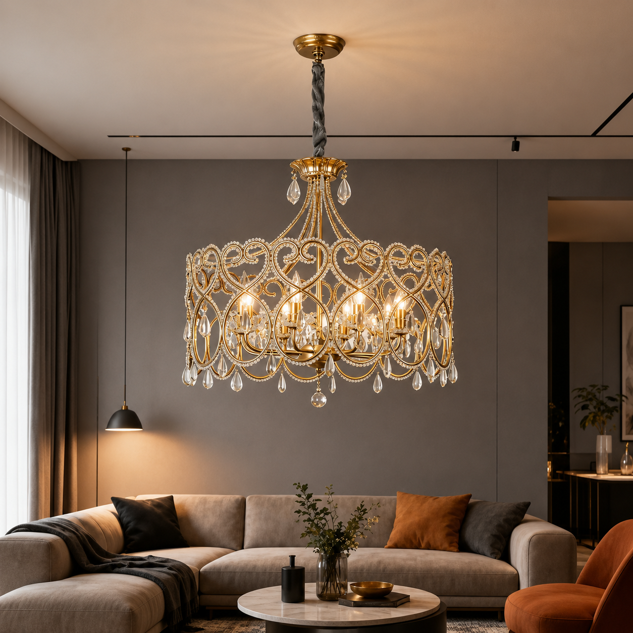 Bellecour Vintage Crystal Chandelier French Country Iron Ceiling Light