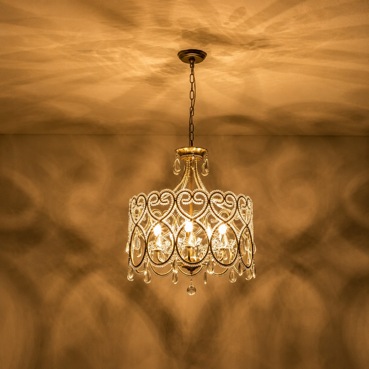 Bellecour Vintage Crystal Chandelier French Country Iron Ceiling Light