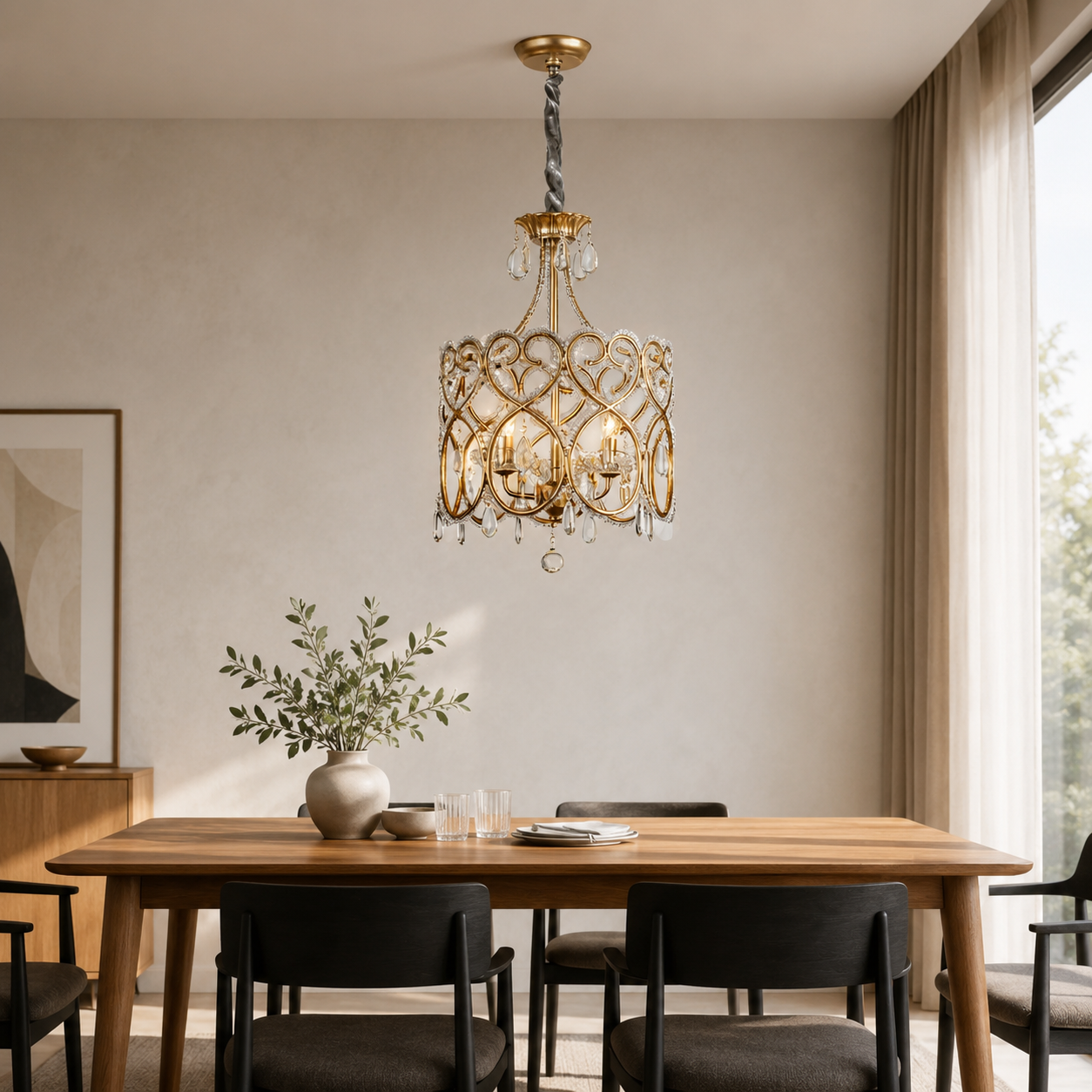 Bellecour Vintage Crystal Chandelier French Country Iron Ceiling Light