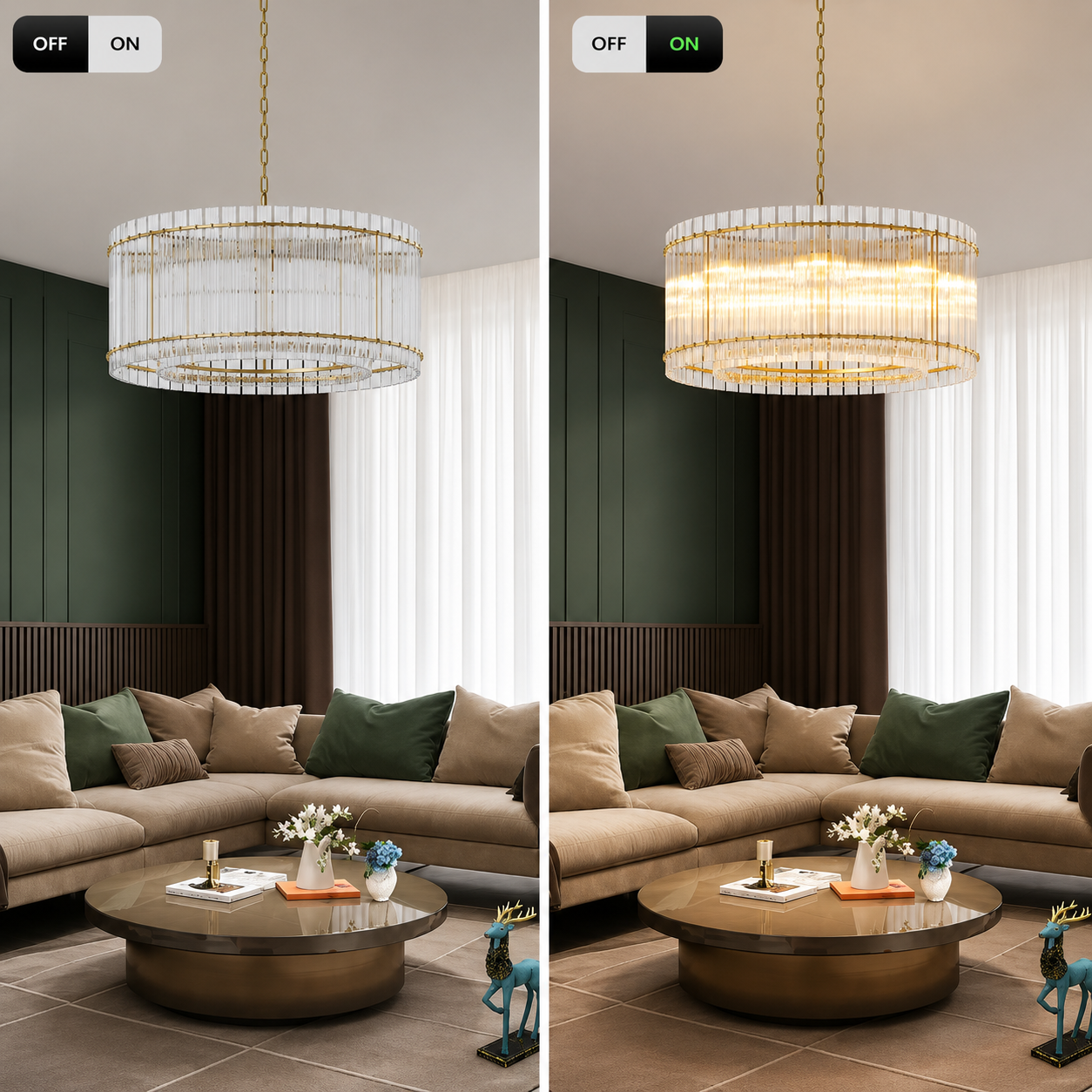 Cascadia Modern Water Ripple Glass Chandelier – Luxury Dining Room & Living Room Ceiling Light