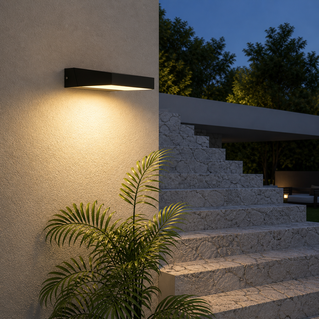 Edgeline Modern Outdoor Wall Light – Waterproof LED Exterior Wall Sconce Black