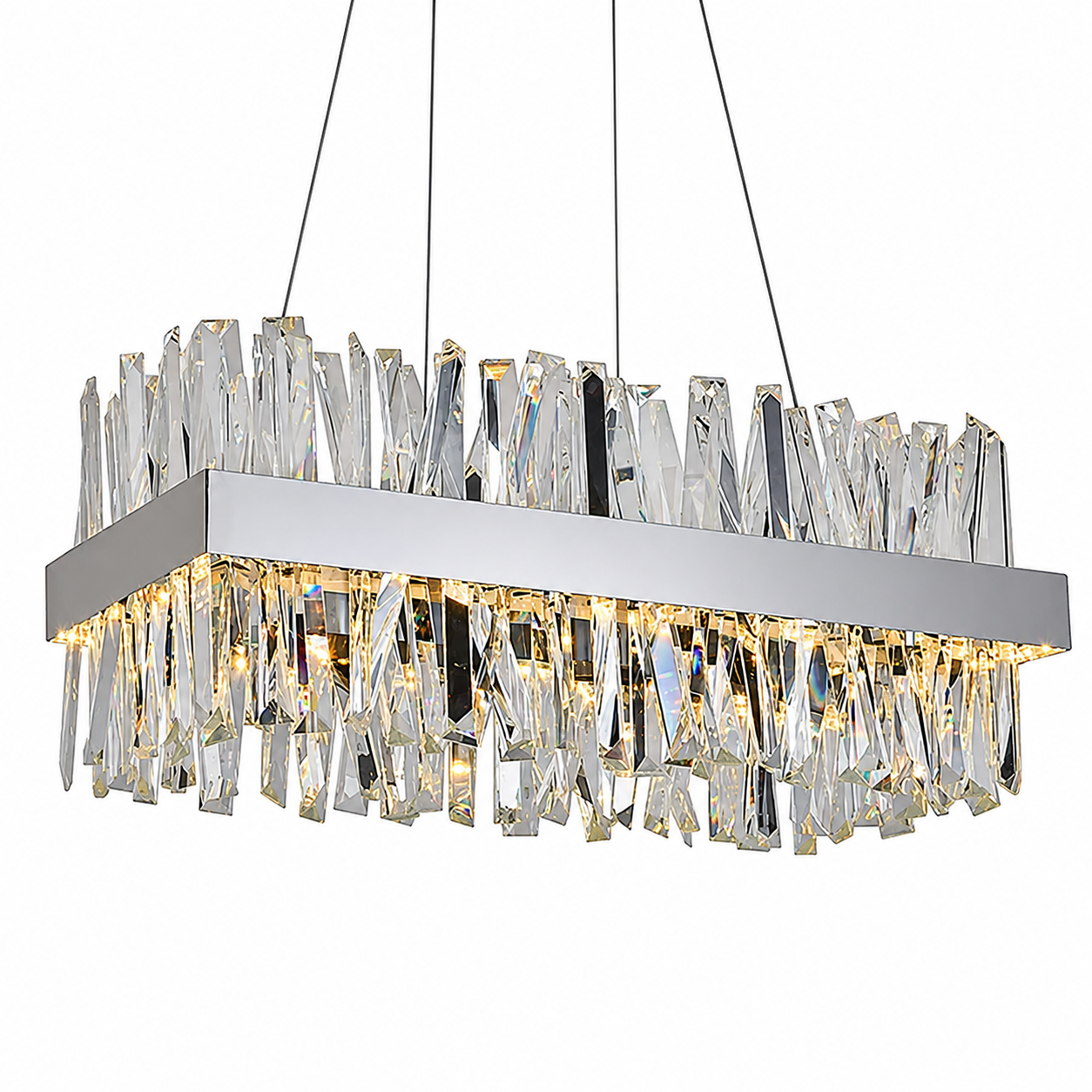 Élan Modern K9 Crystal Rectangle Chandelier – Luxury Dining Room Ceiling Light