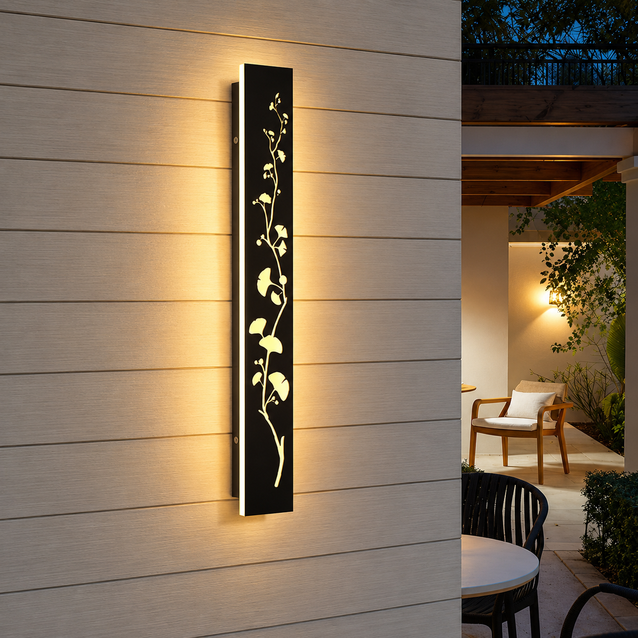 FloraLux Long Linear Outdoor Wall Light – Decorative Stainless Steel LED Garden Sconce