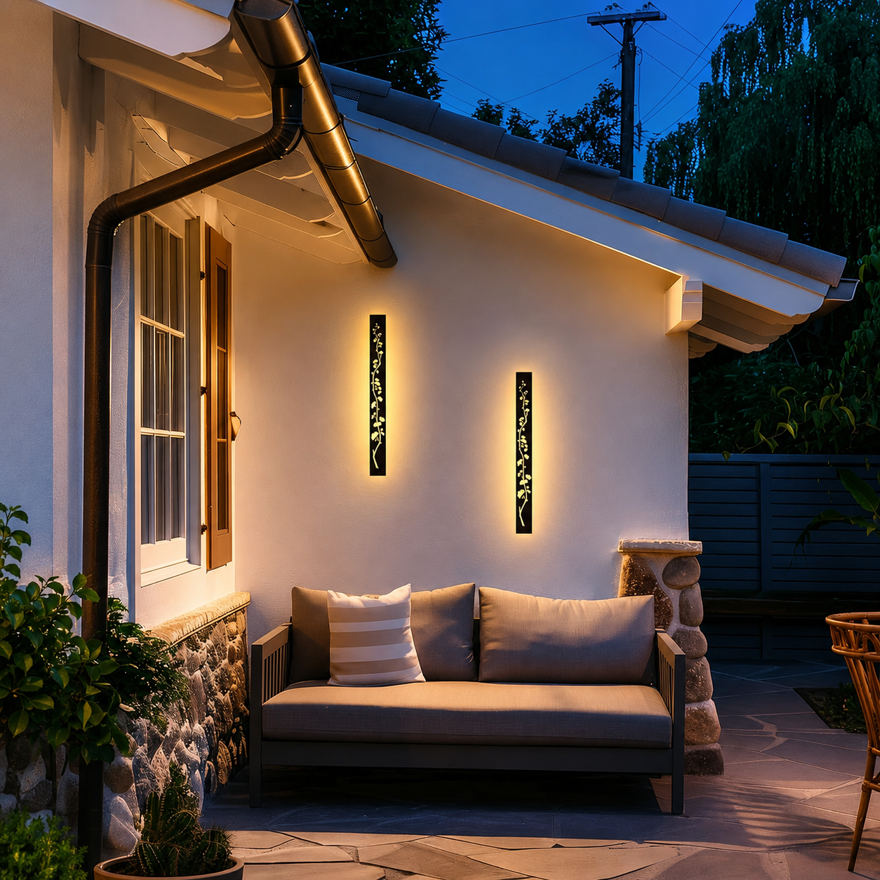 FloraLux Long Linear Outdoor Wall Light – Decorative Stainless Steel LED Garden Sconce