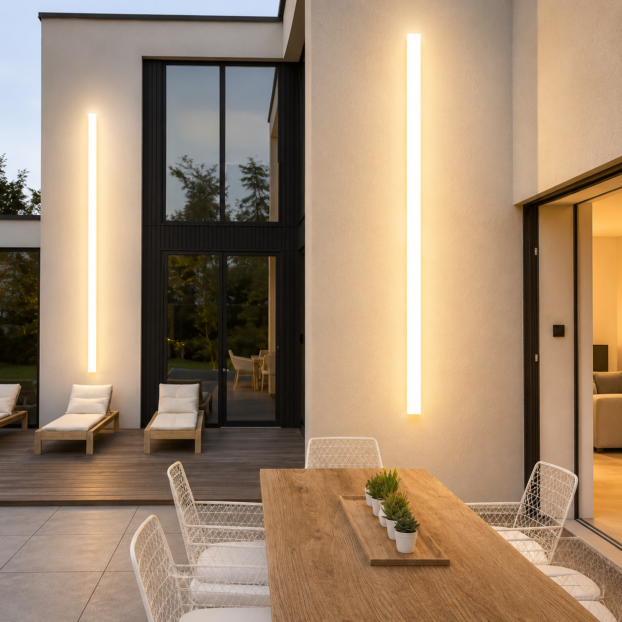 HaloLine White Long Linear Outdoor Wall Light