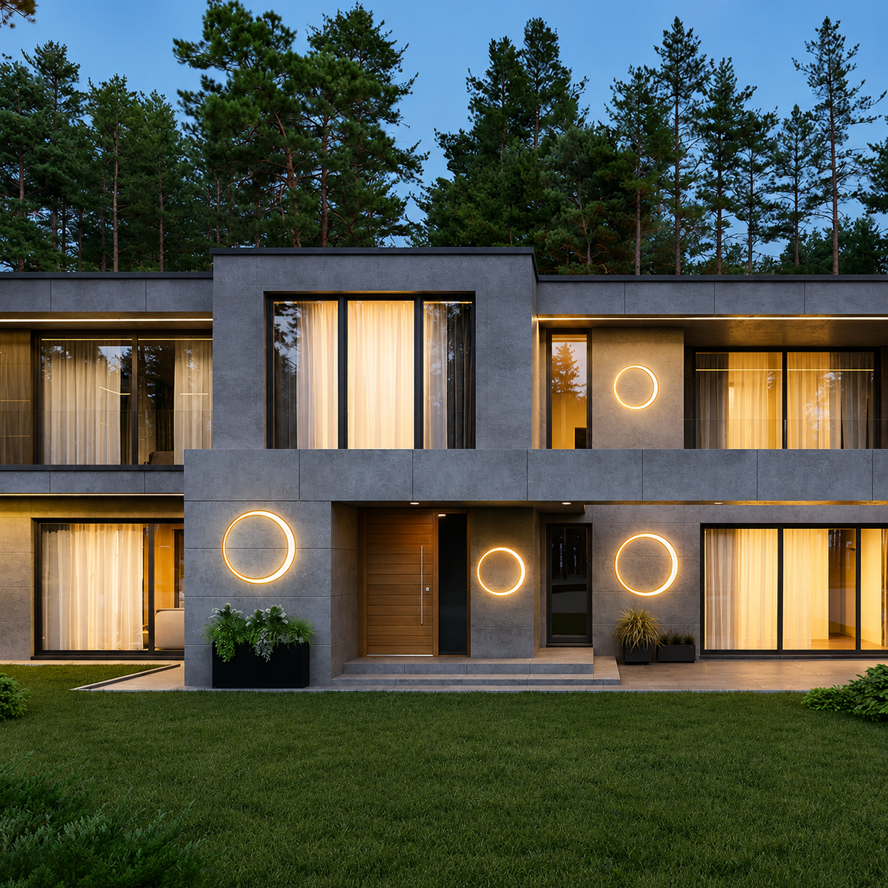 HaloRing Modern Circular LED Outdoor Wall Light – Waterproof Architectural Ring Sconce