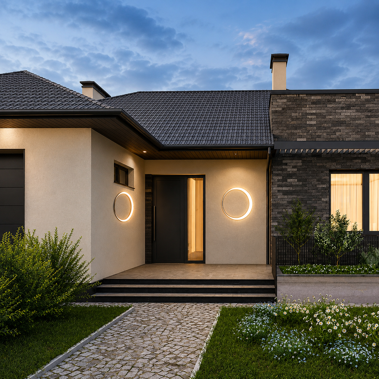 HaloRing Modern Circular LED Outdoor Wall Light – Waterproof Architectural Ring Sconce