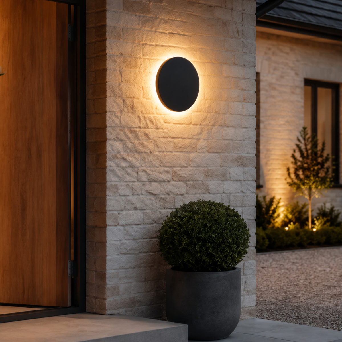 LumaRing Modern Round LED Outdoor Wall Light – Waterproof Exterior Wall Sconce Black