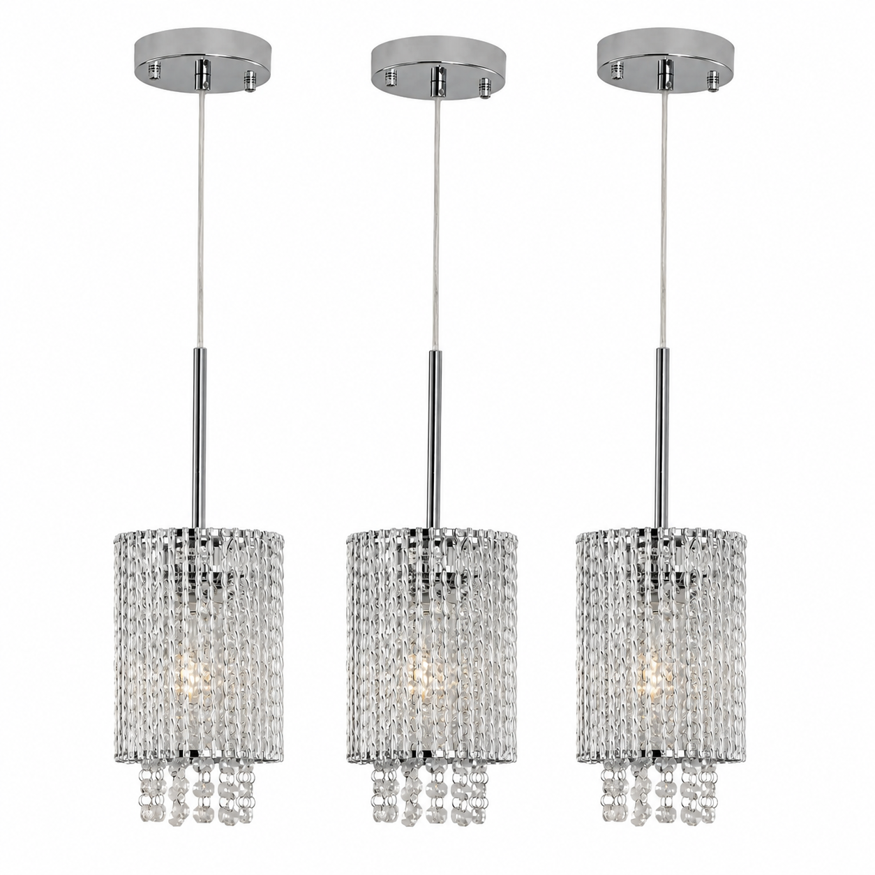 Lumière Modern Crystal Pendant Light Set – Luxury 3-Light Kitchen Island Lighting