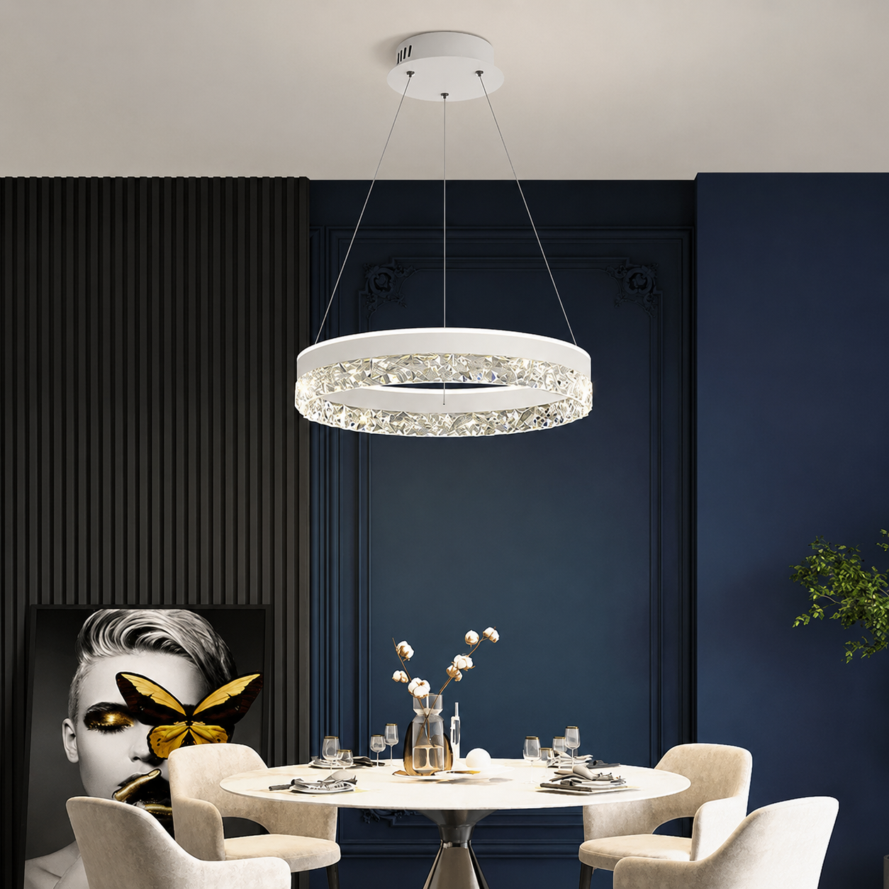 Luminara Crystal Halo LED Ring Chandelier Modern Luxury Ceiling Light
