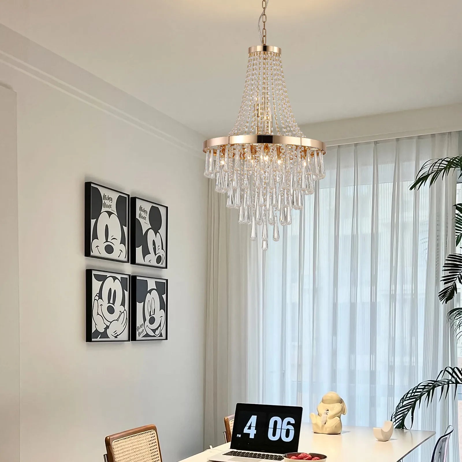 Luminara Gold K9 Crystal Tiered Chandelier for Foyers, Dining Rooms & Luxury Hotels
