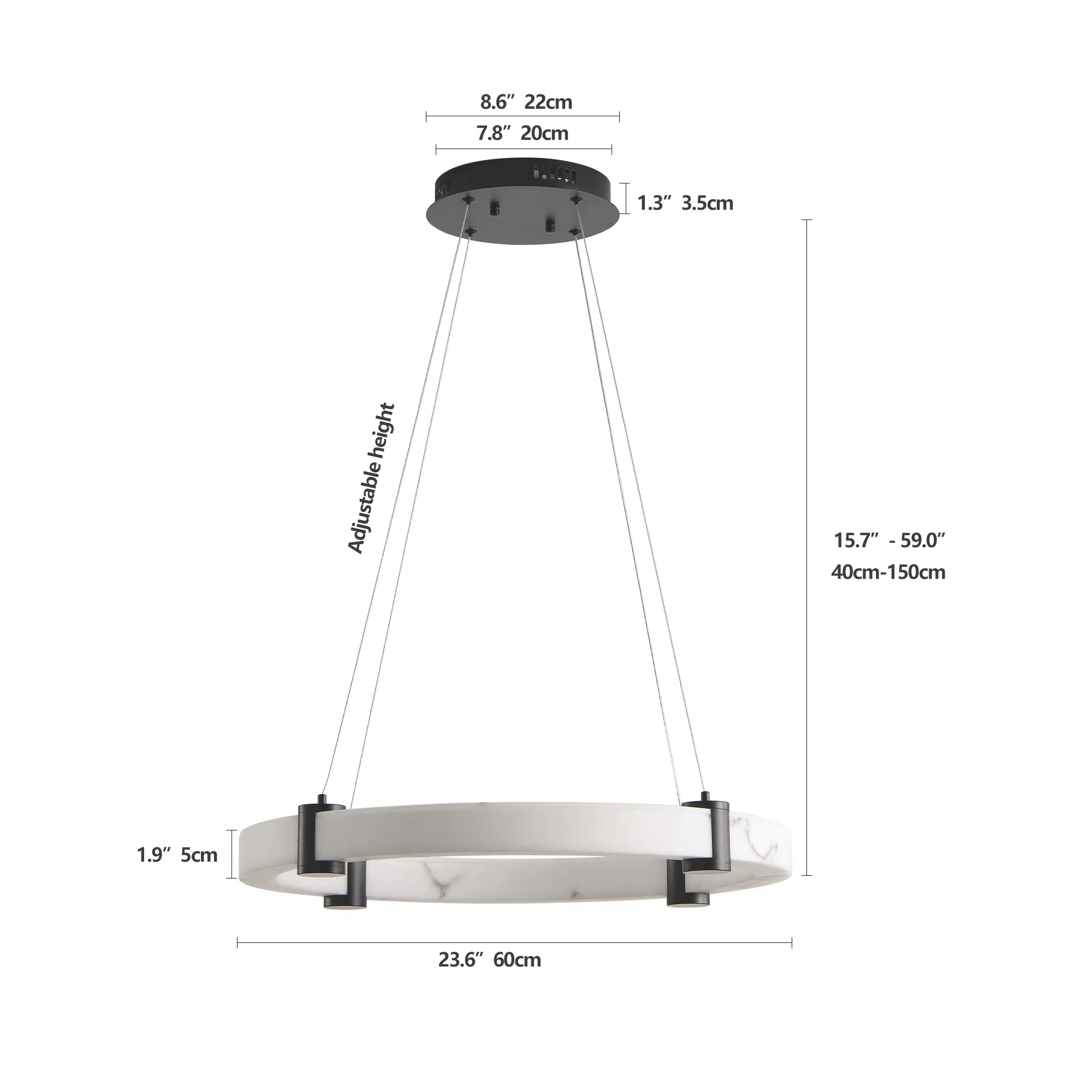Marbella Modern Marble Ring LED Chandelier – Luxury Round Dining Room Ceiling Light