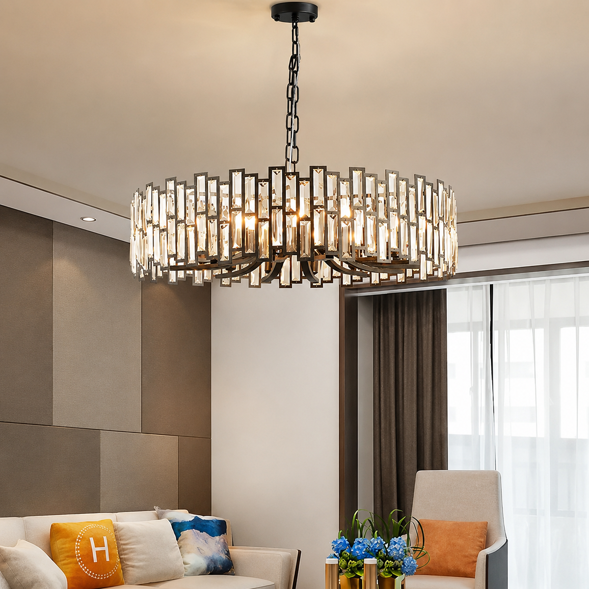 Luxury Modern K9 Crystal Round Chandelier