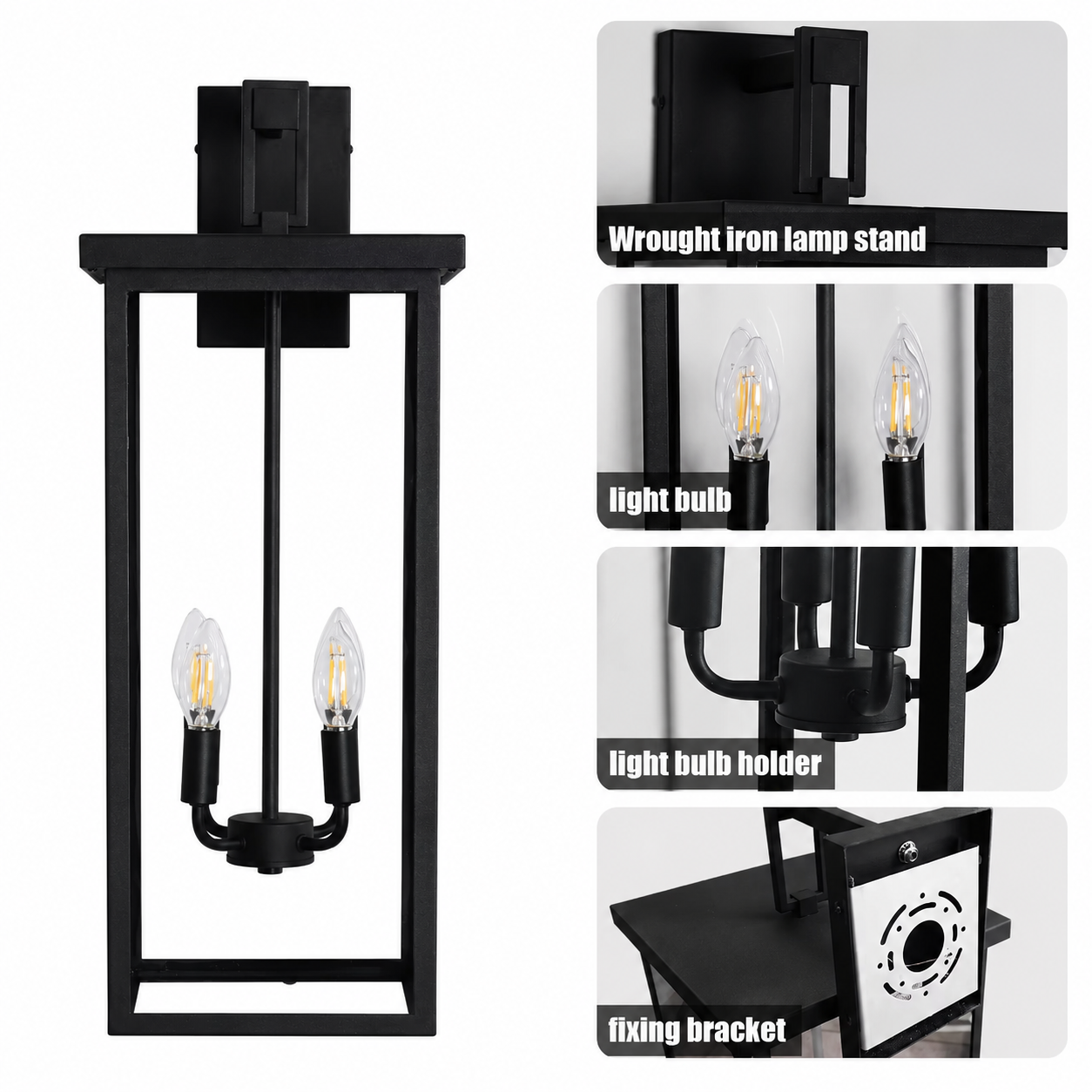 Monarch Large Outdoor Wall Light – Modern Black Exterior Lantern Fixture