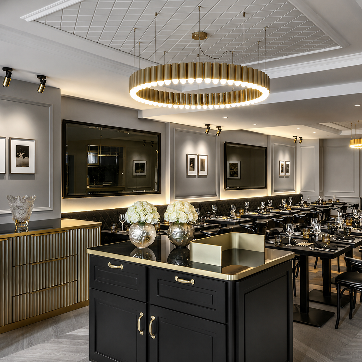 Nivara Luxury Ribbed Ring LED Pendant Chandelier