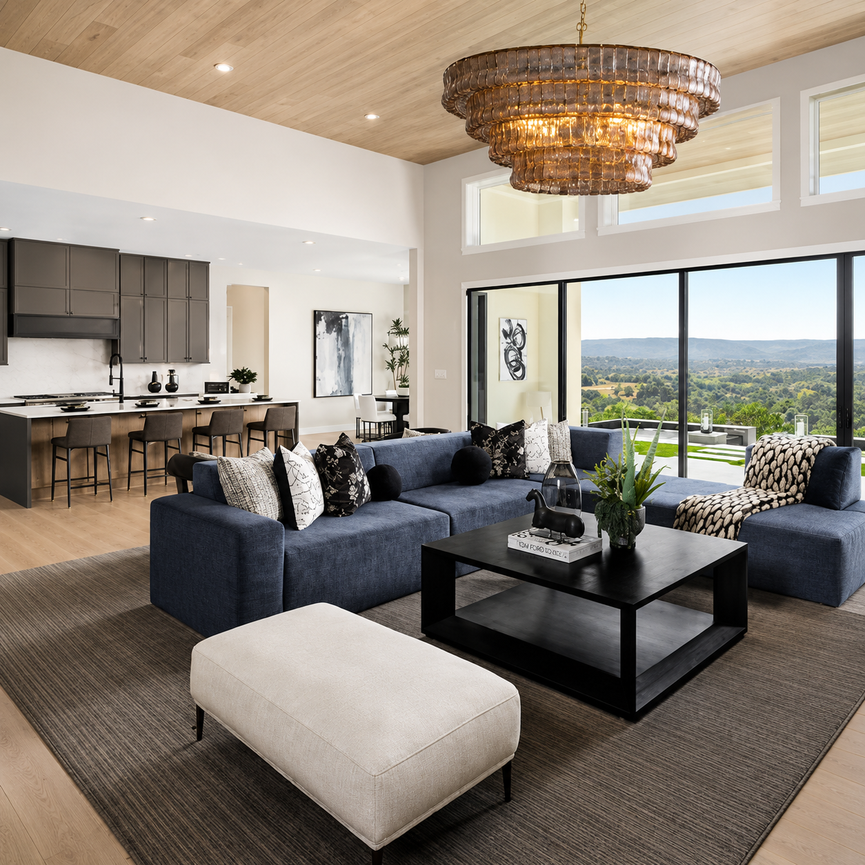 Noiré French-Inspired Luxury Smoked Glass Chandelier for Dining Room & Living Room