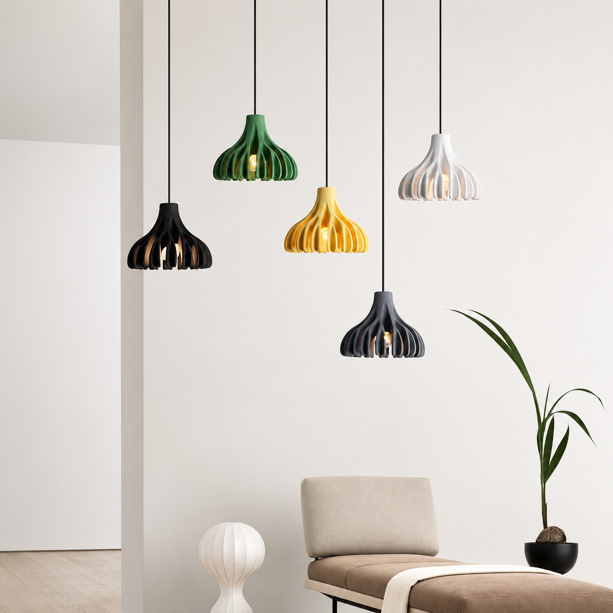 Norelia Nordic Sculptural Resin Pendant Light