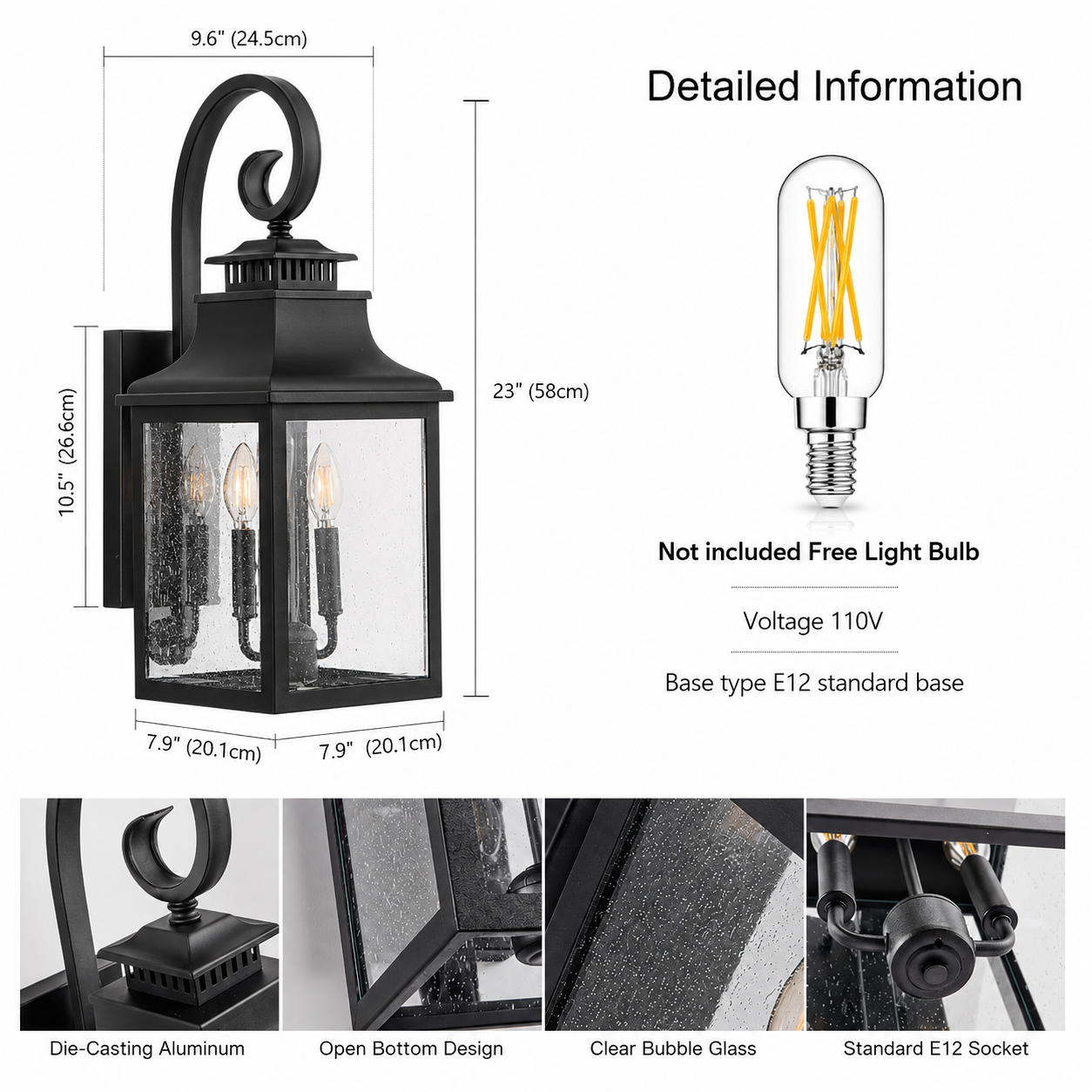 Obsidian Glass Wall Lantern – Outdoor Wall Light