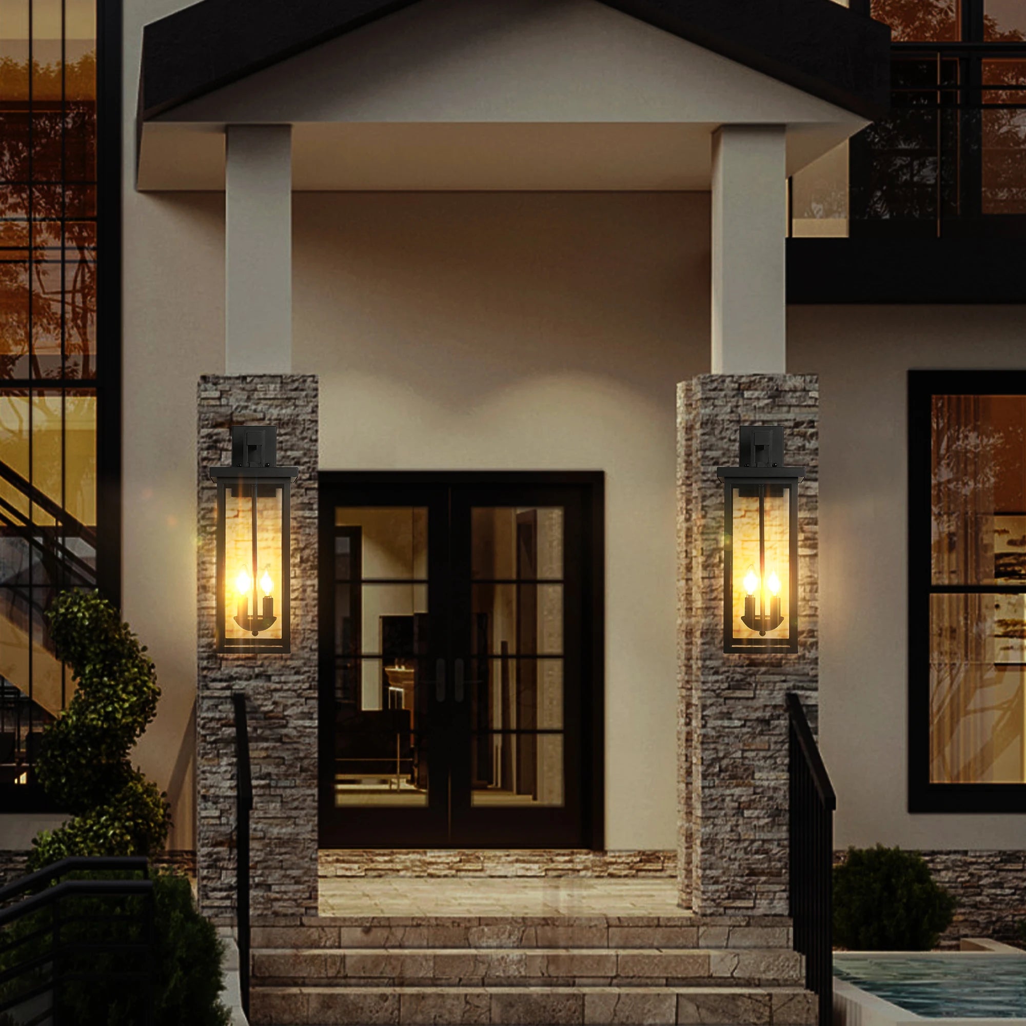 Dusk to Dawn Outdoor Wall Light – Modern Exterior Lantern with Sensor