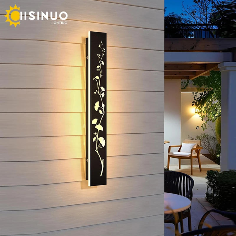 FloraLux Long Linear Outdoor Wall Light – Decorative Stainless Steel LED Garden Sconce