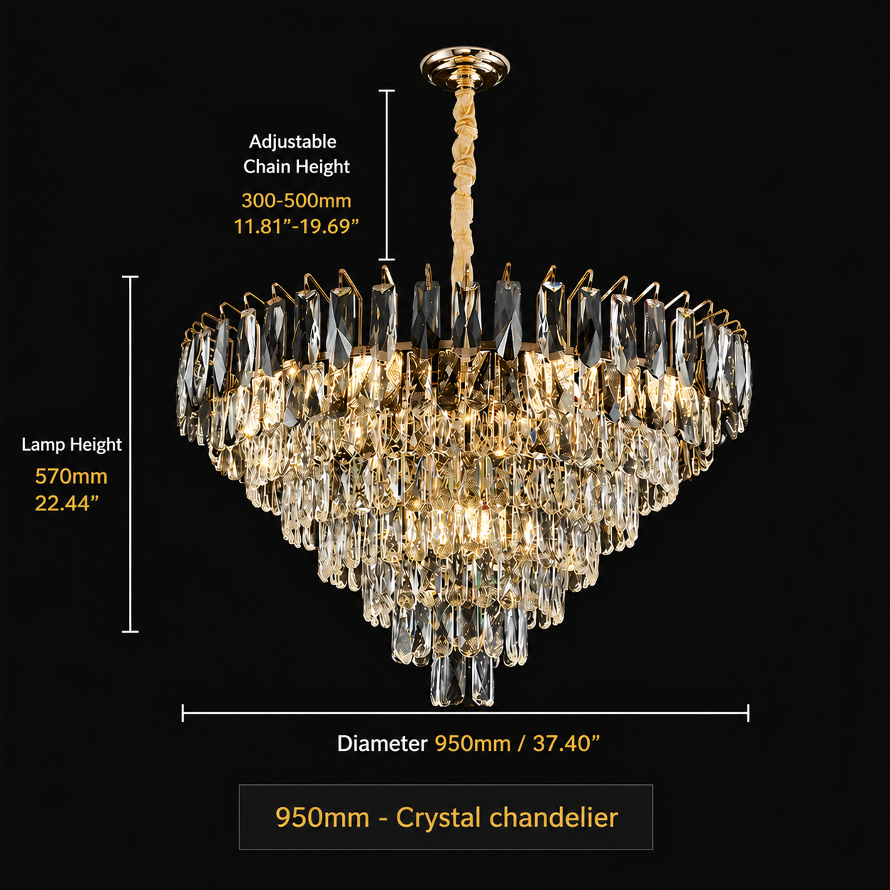 Valenza Luxury K9 Crystal Tiered Chandelier