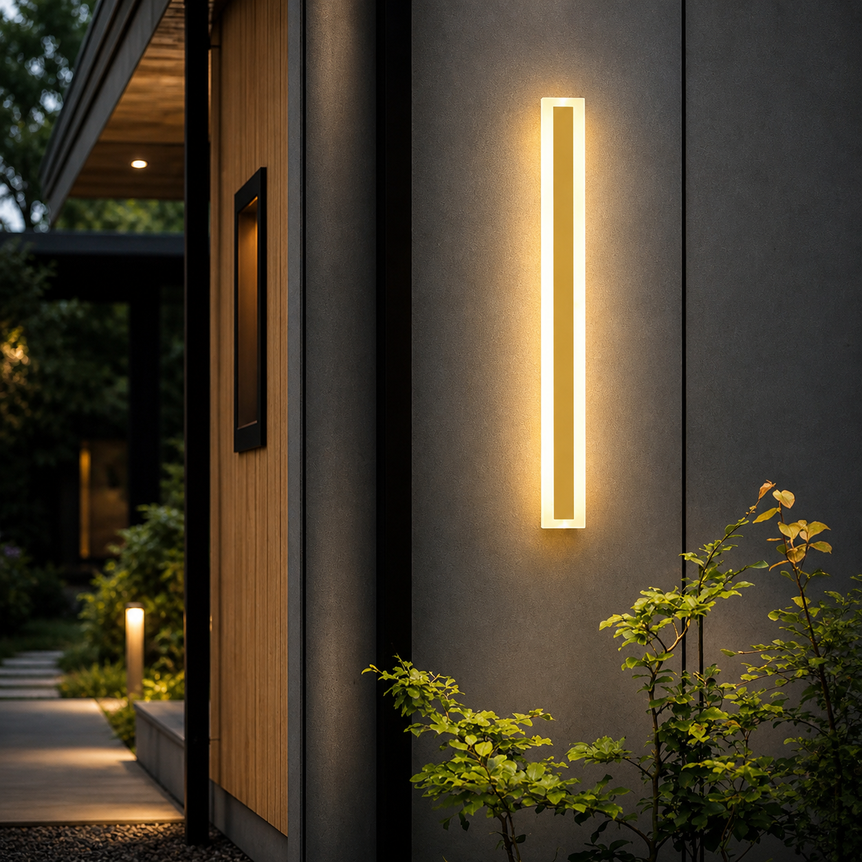 VantaLine Linear Outdoor Wall Light – Waterproof LED Architectural Wall Sconce gold