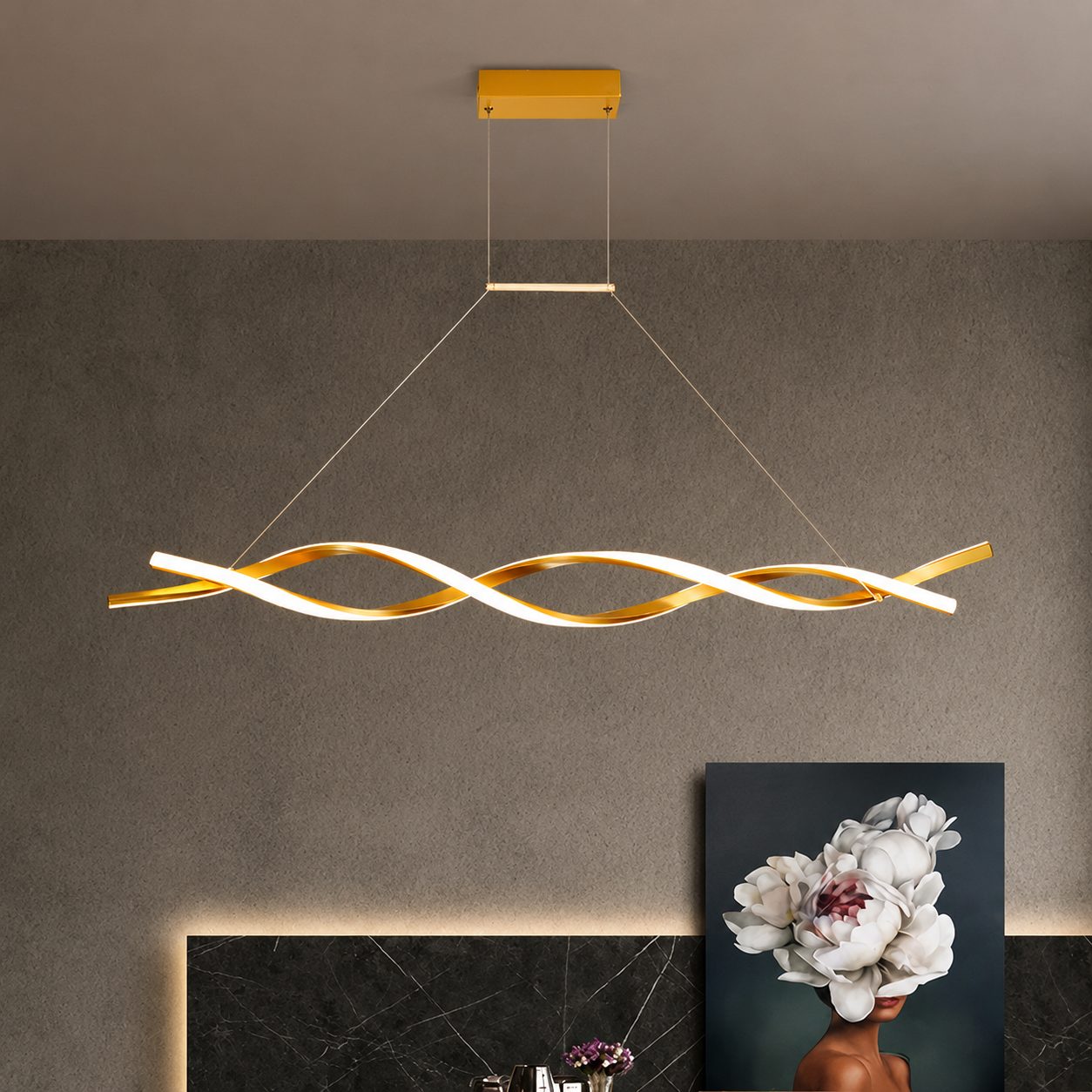 Velisora Modern Wave LED Pendant Light Dimmable Kitchen Island Light