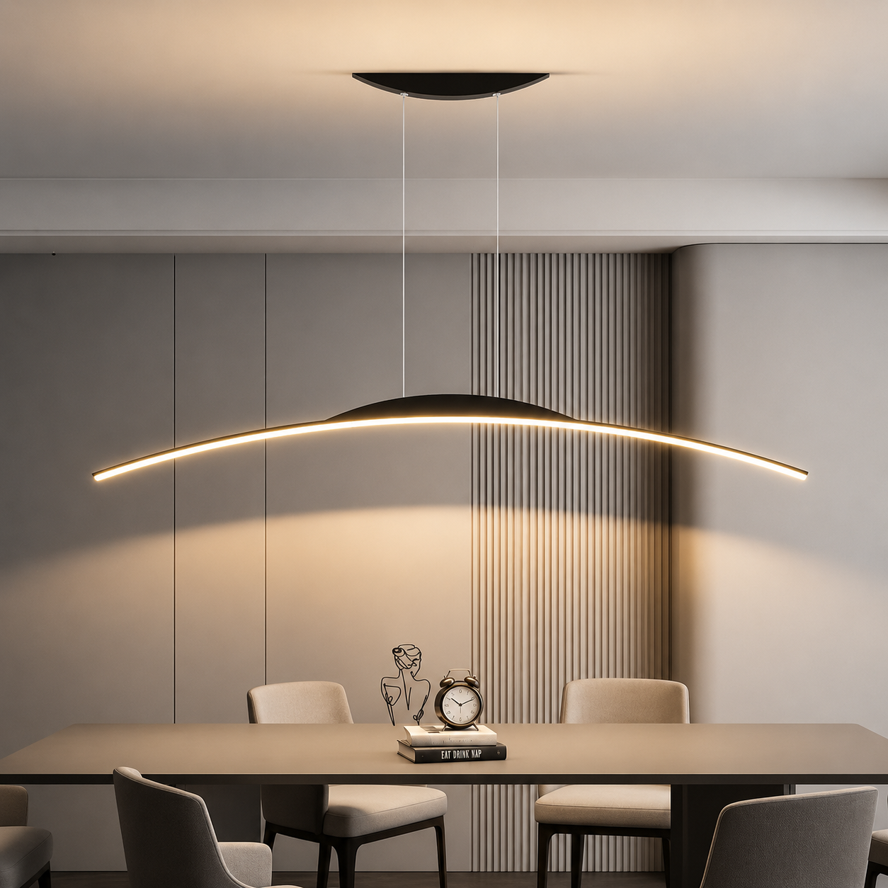 Velmora Modern linear Curved LED Pendant Light
