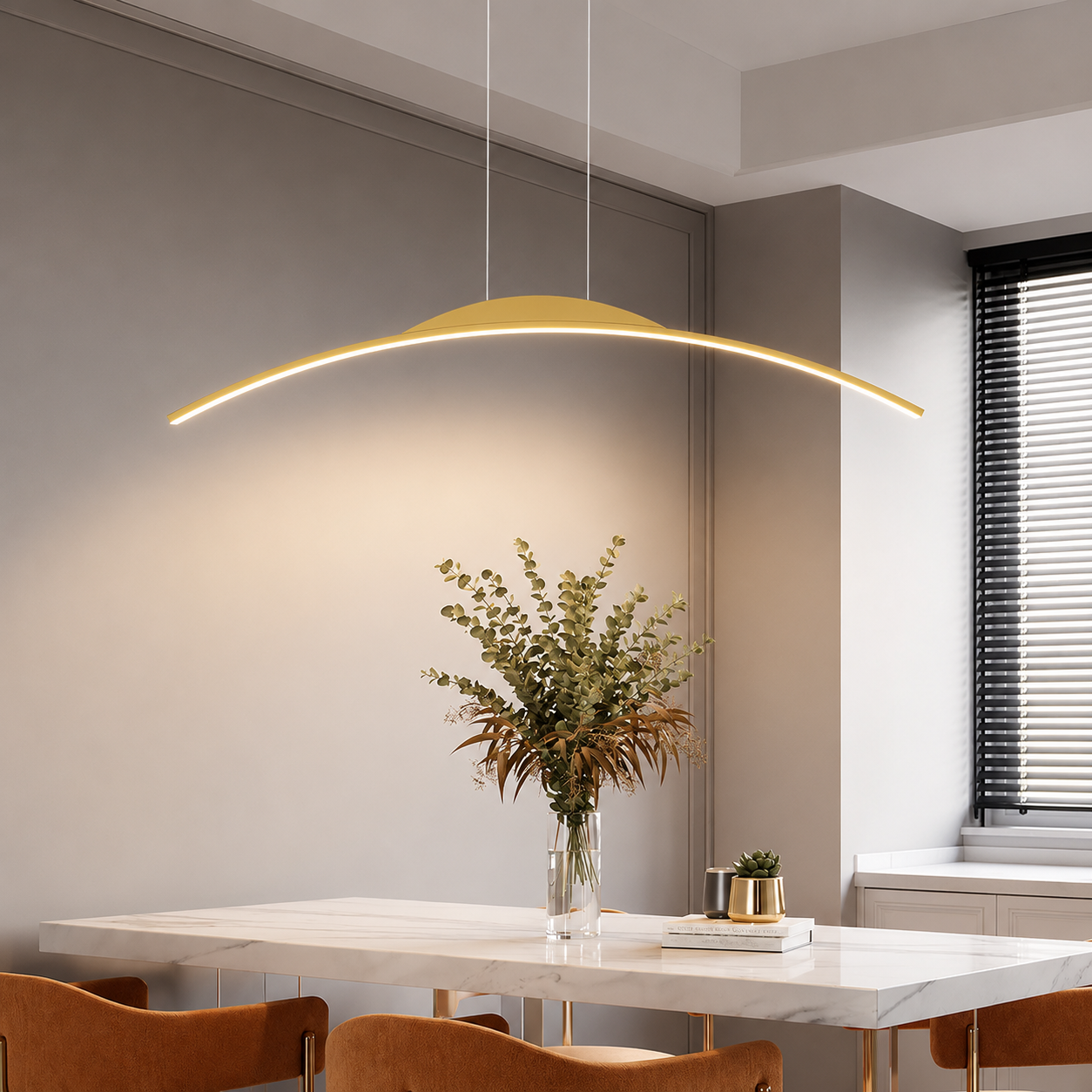 Velmora Modern linear Curved LED Pendant Light