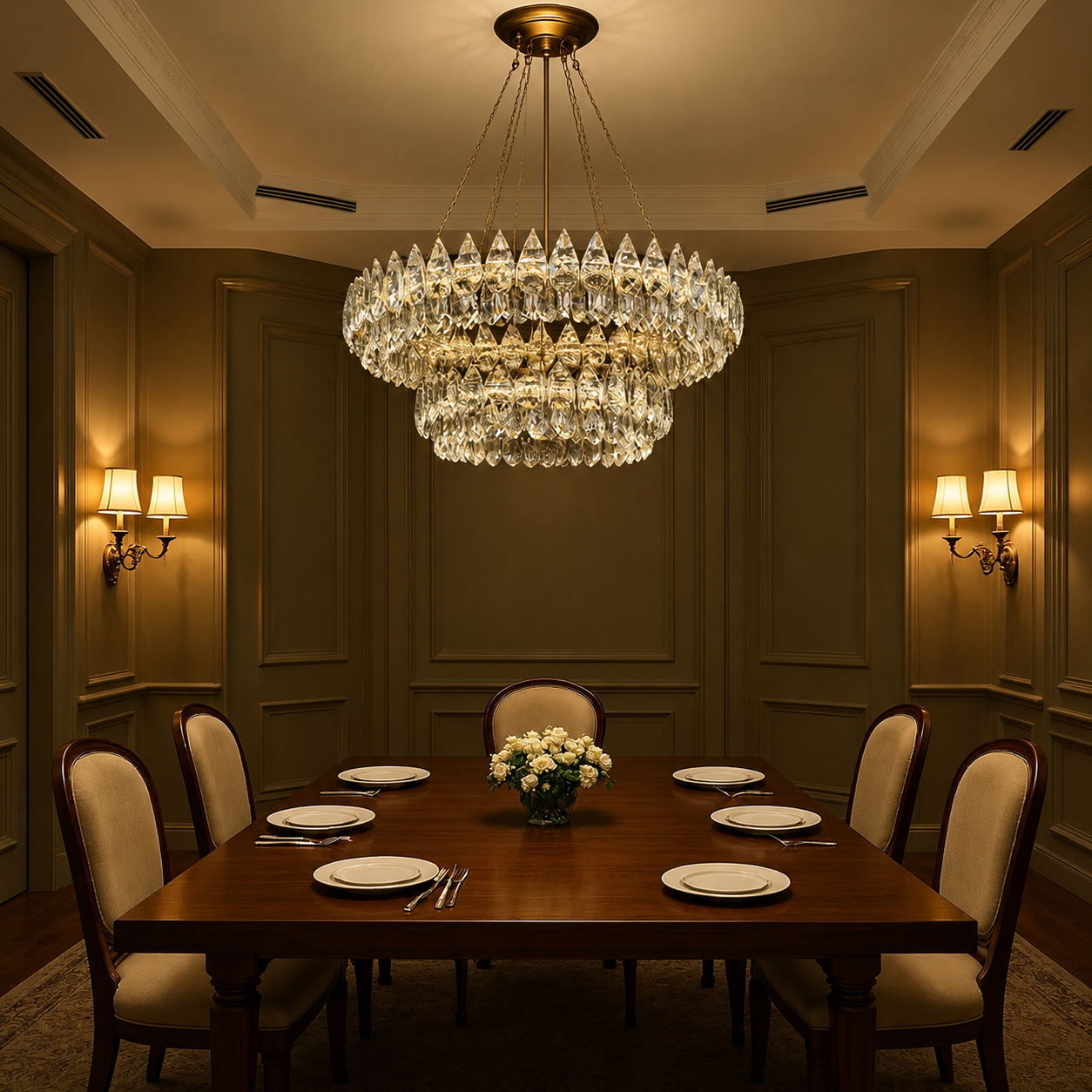 Veloura Tiered Crystal Ring Chandelier Modern Luxury LED Ceiling Light